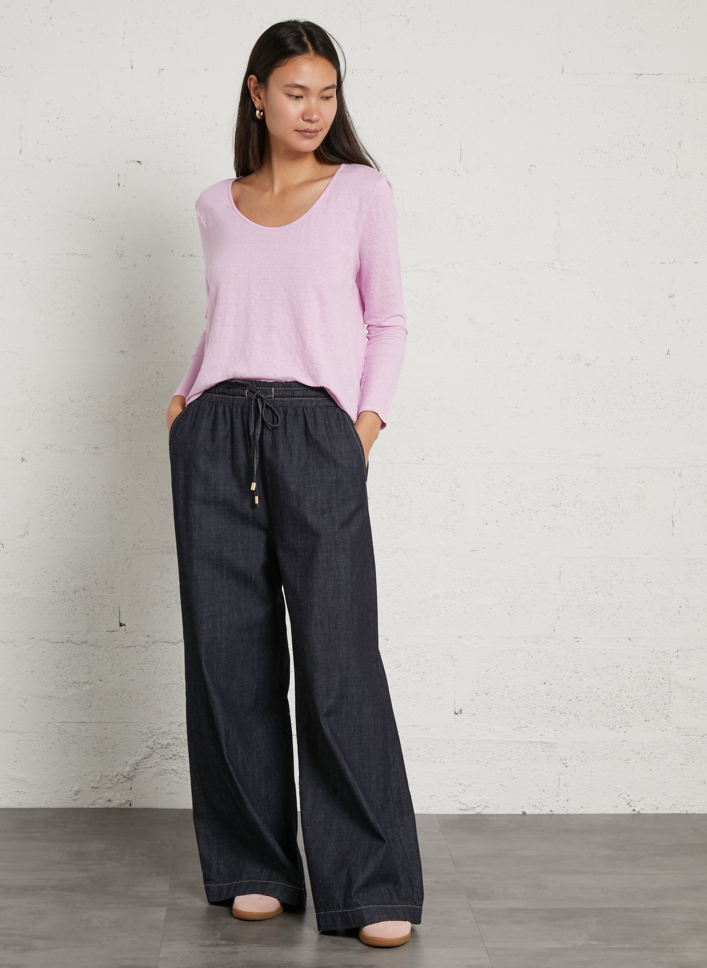 Tee-shirt droit col rond uni dualy AMERICAN VINTAGE Violet