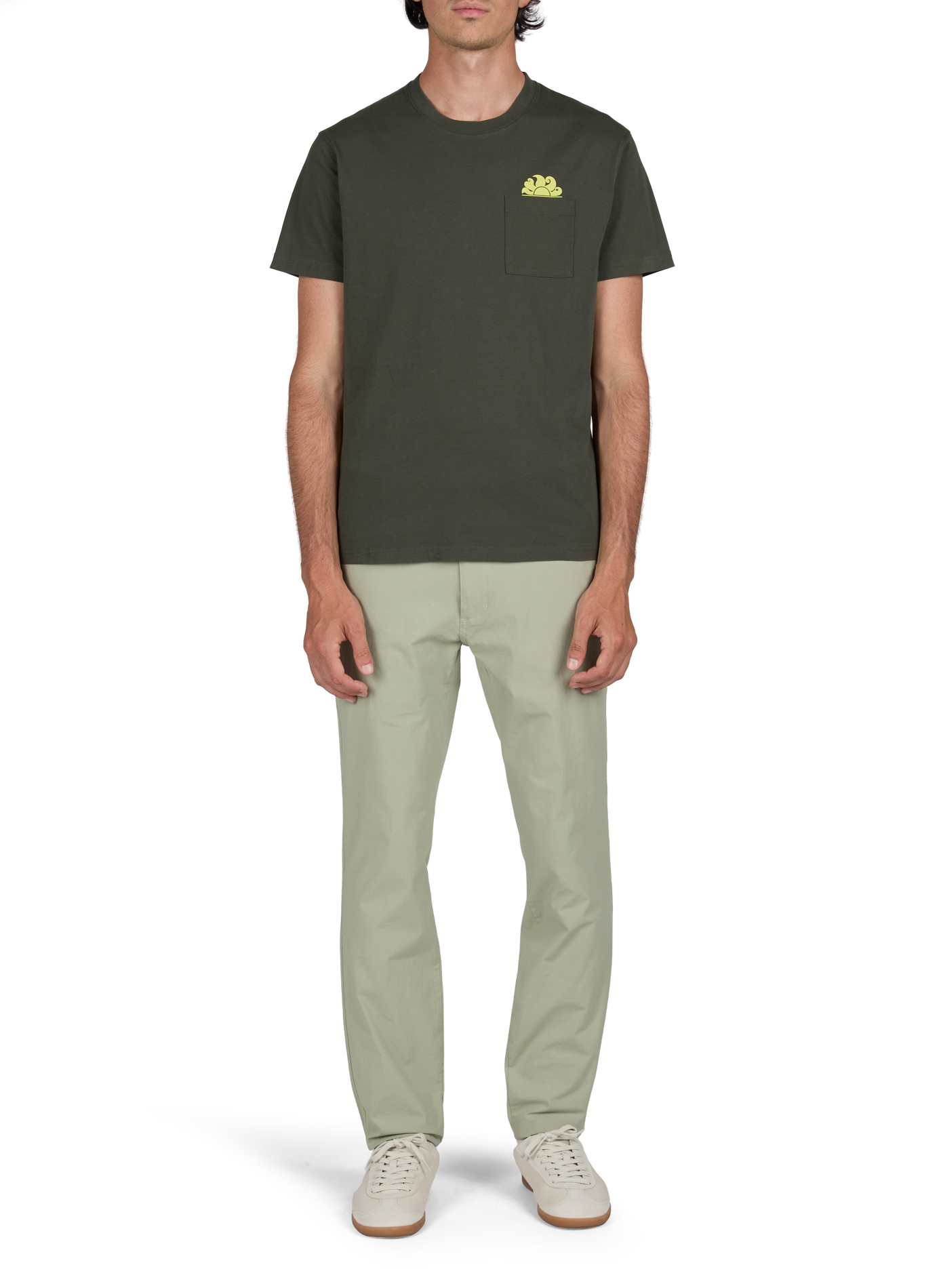 Round neck cotton t-shirt SUNDEK Khaki