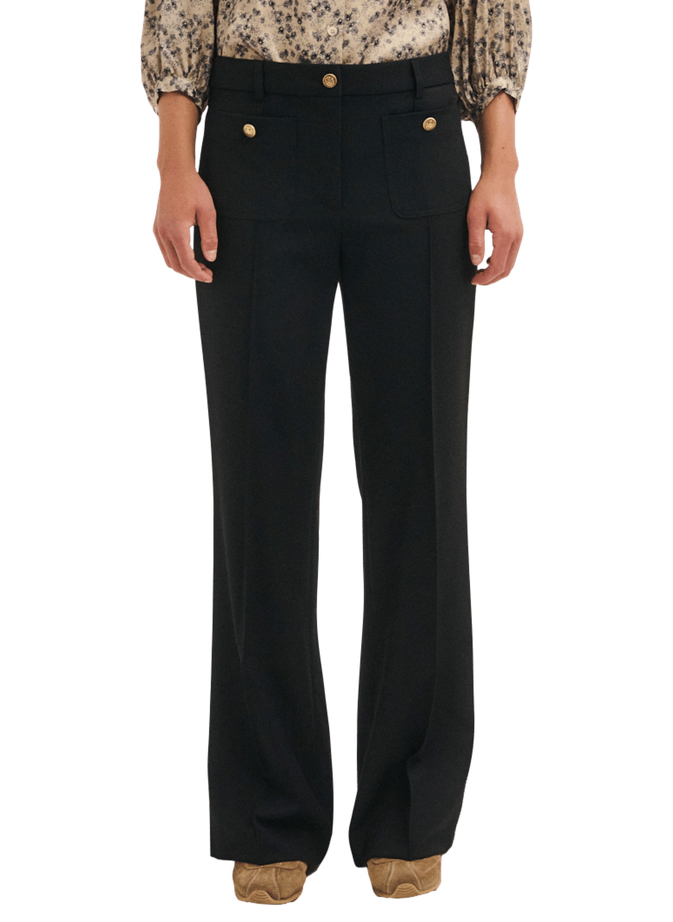 Pantalon 7/8 à boutons dorés - meri PABLO Noir