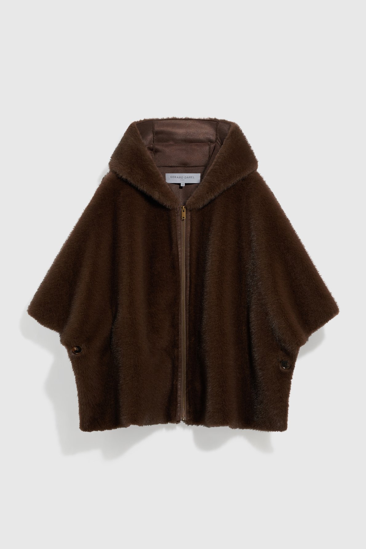 Cape en fausse fourrure à capuche - amel GERARD DAREL Marron