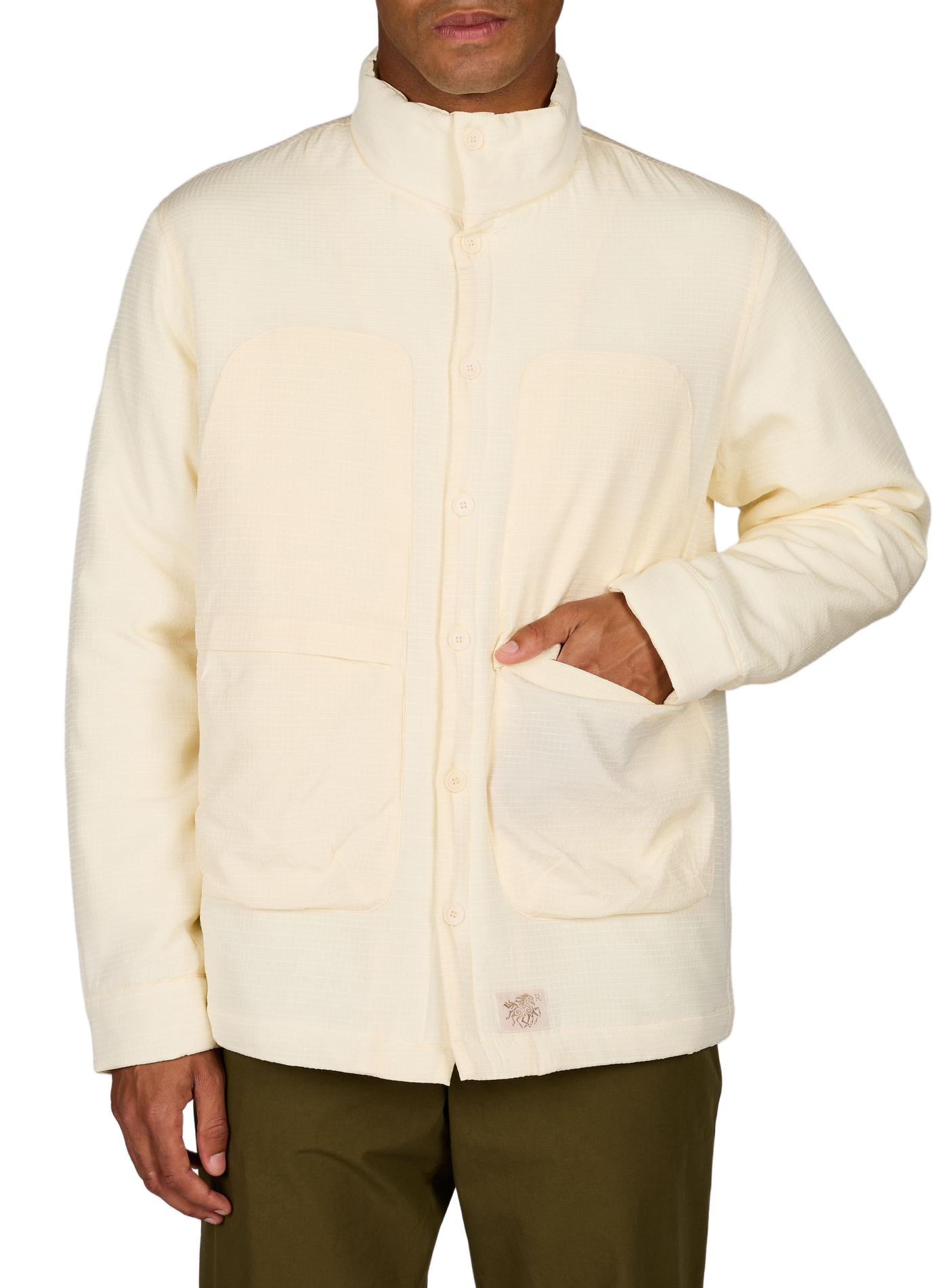 Oversized textured high neck jacket RANRA White