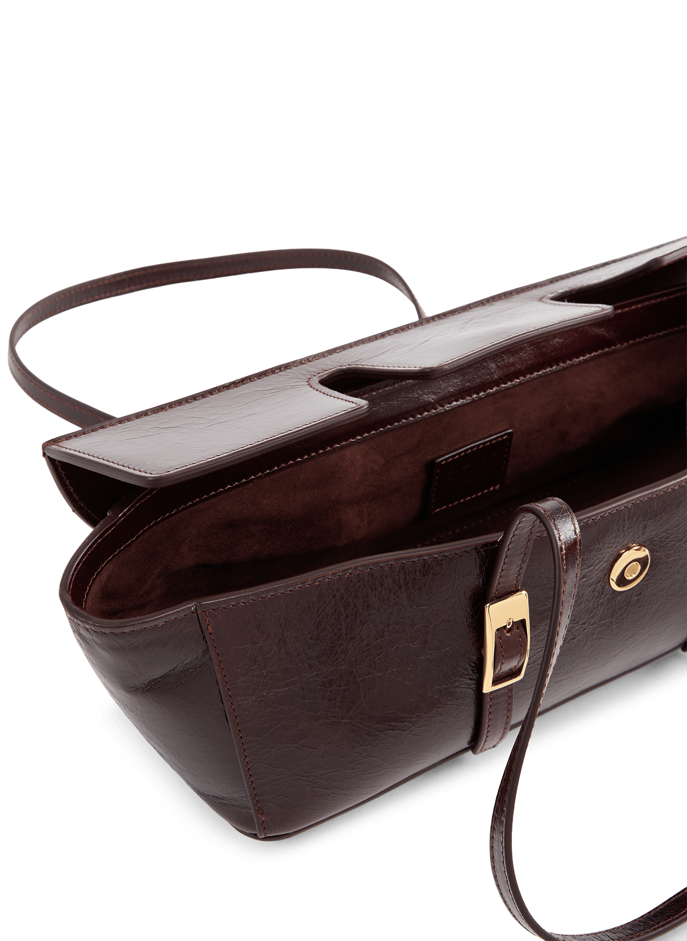 Vintage Leather Boat Shoulder Bag ELLEME Brown
