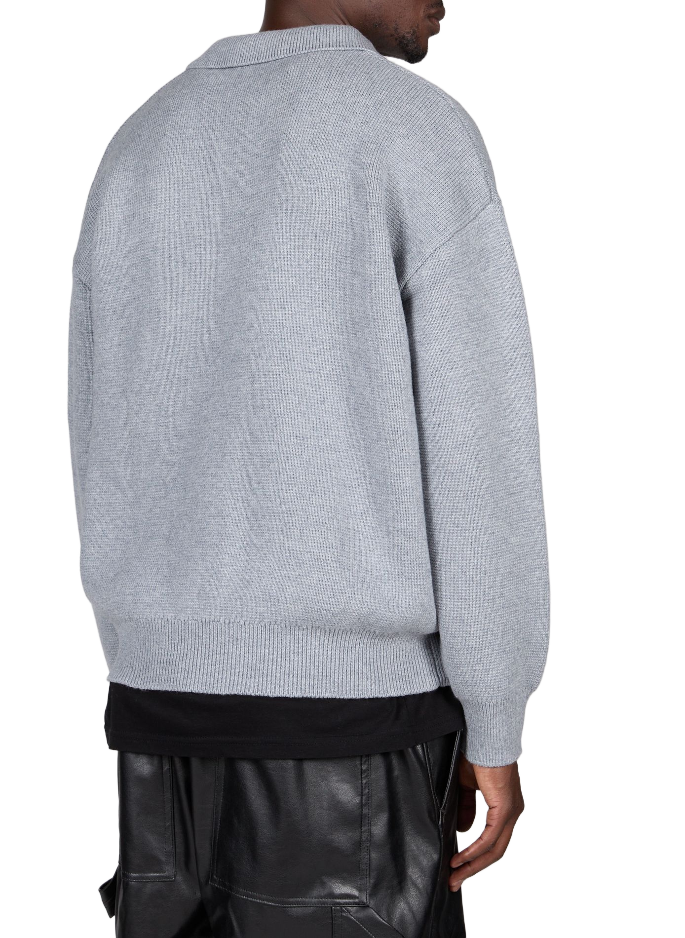 Pull polo oversize en laine mélangée THINKING MU Gris