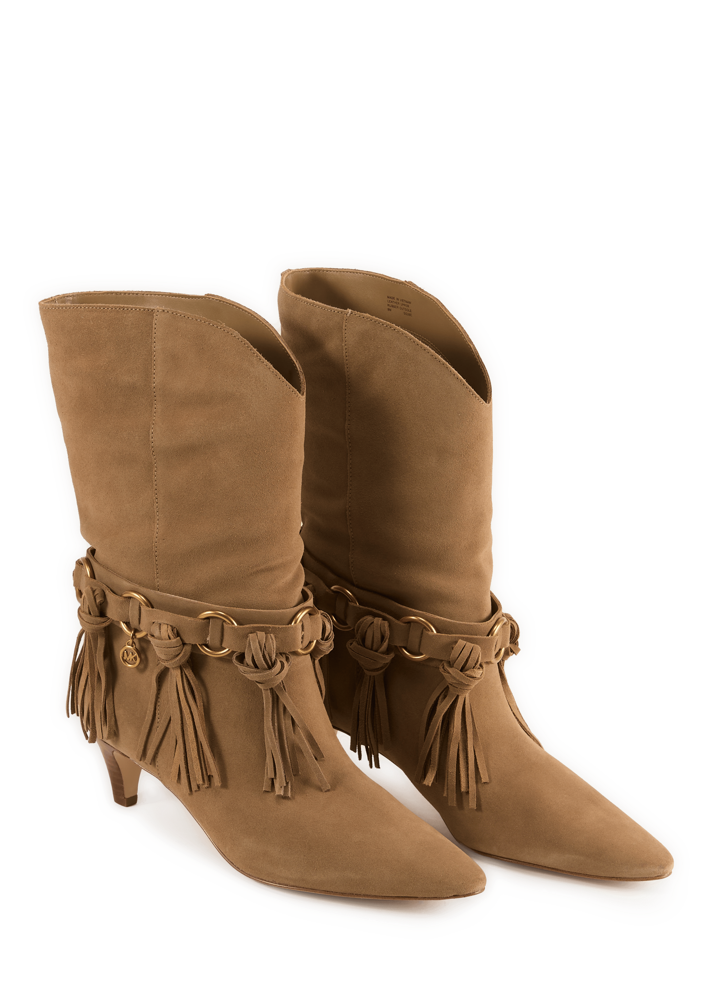 Daniela fringed suede leather boots MICHAEL KORS Beige