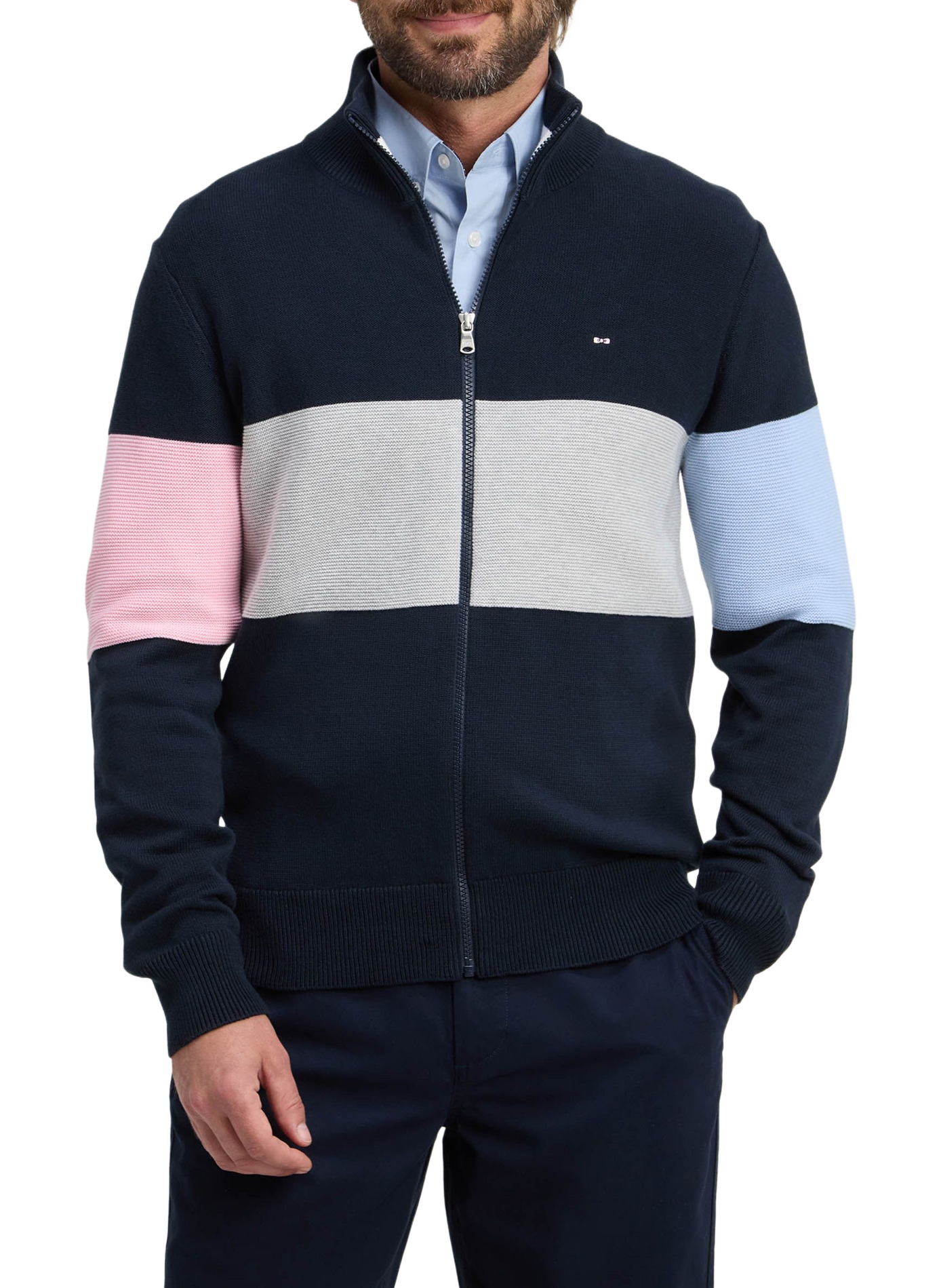 Cardigan à rayures emblématiques en coton EDEN PARK Blau