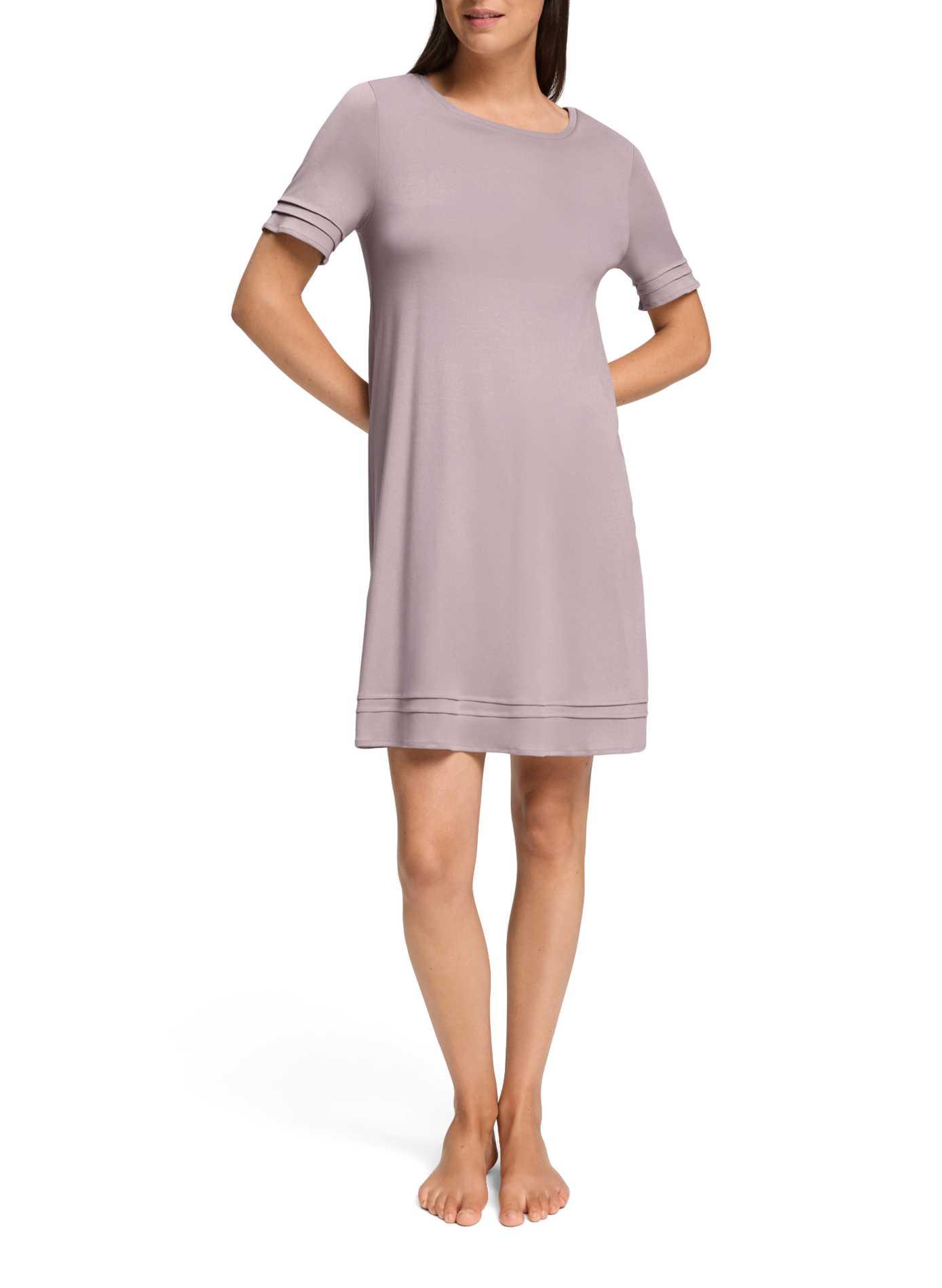 Robe de nuit évasée col rond en coton HANRO Rose