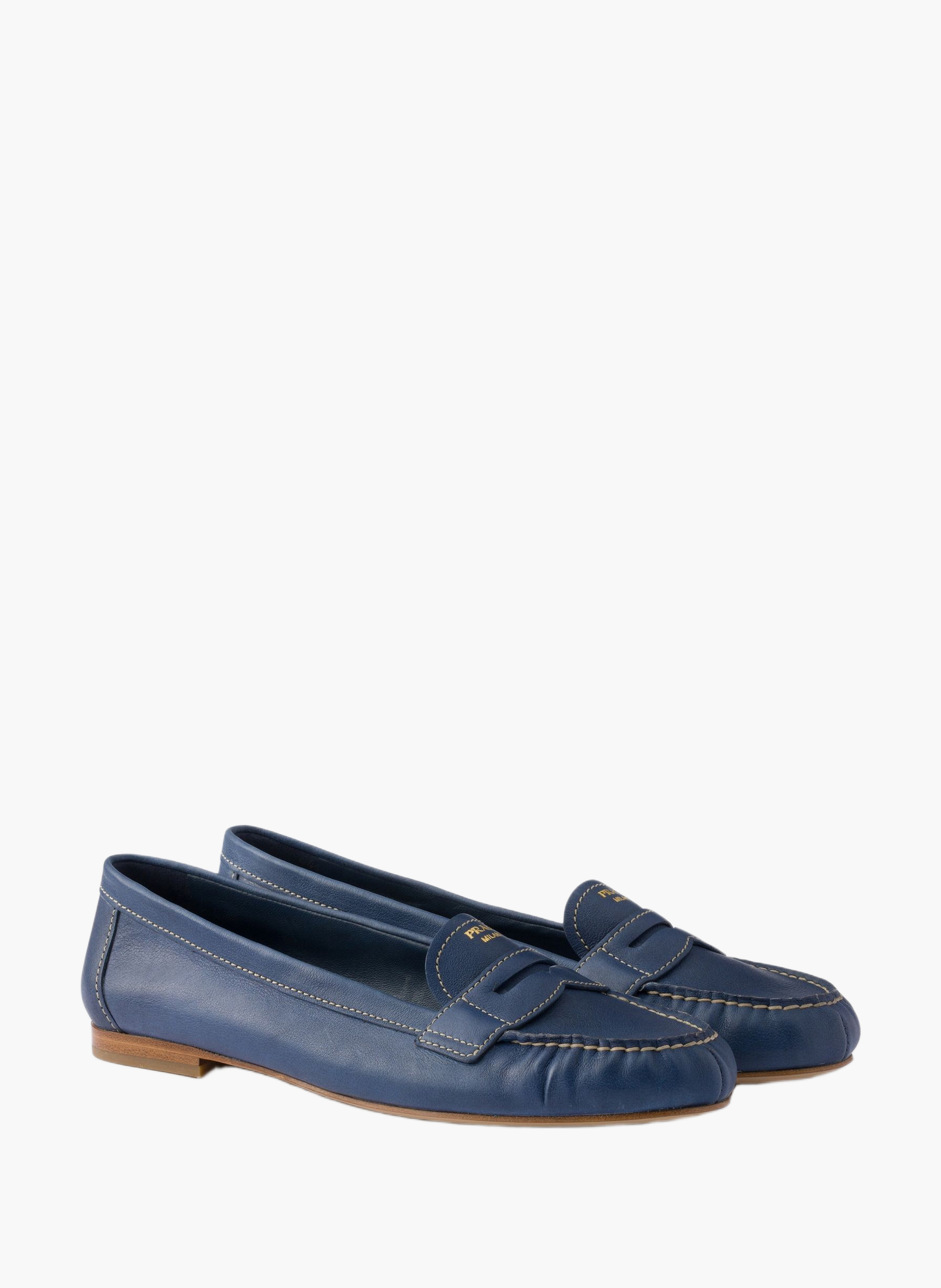 Mocassins en cuir PRADA Bleu
