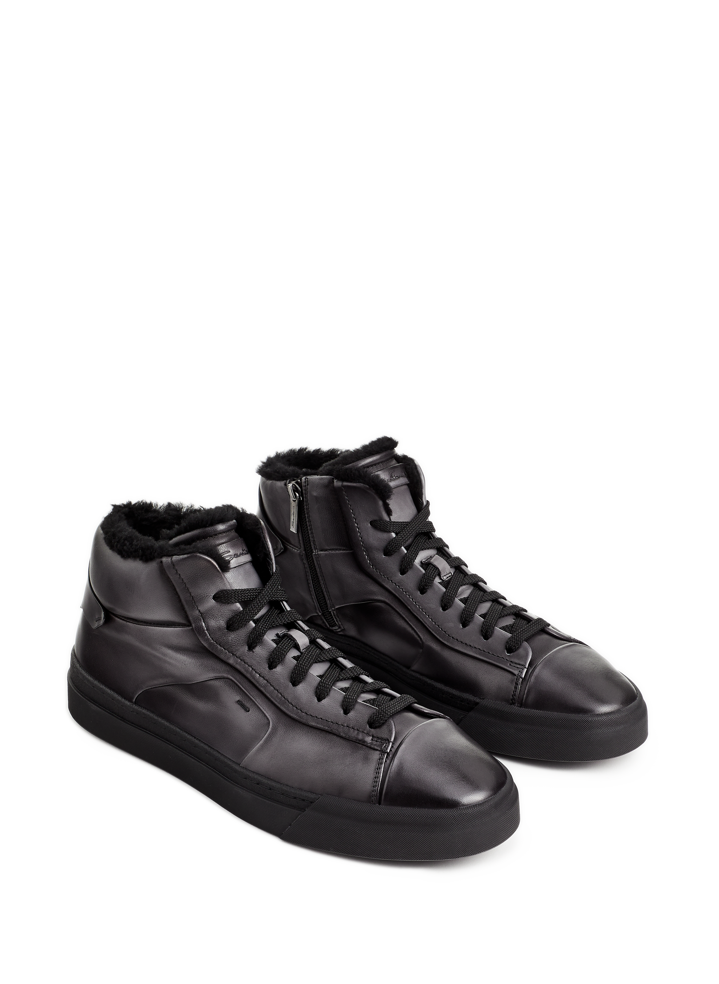 Baskets en cuir fourrées