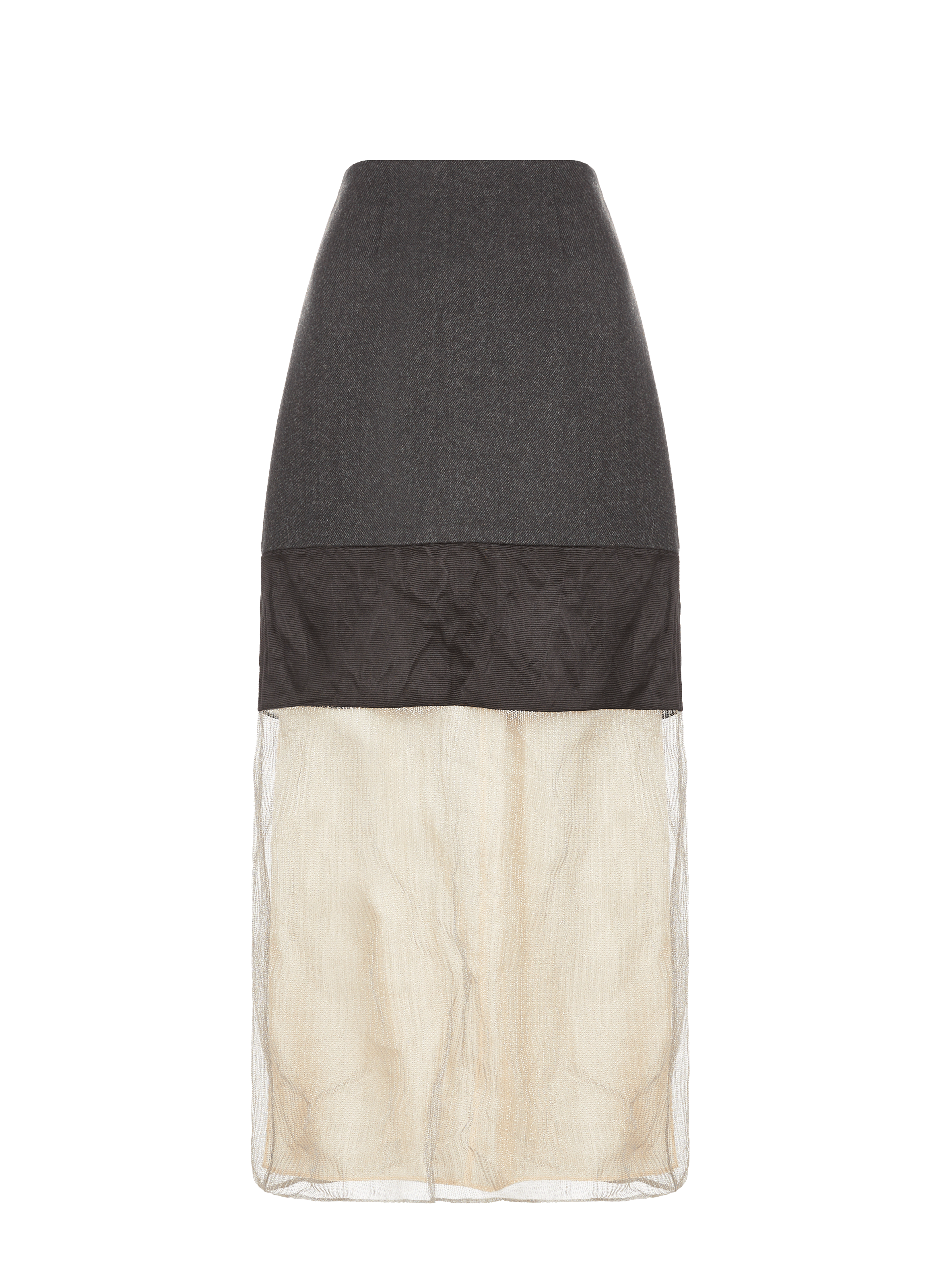 Jupe crayon en laine vierge et métal