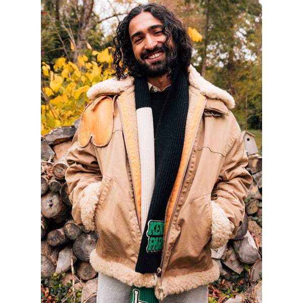 Veste en toile de coton et cuir