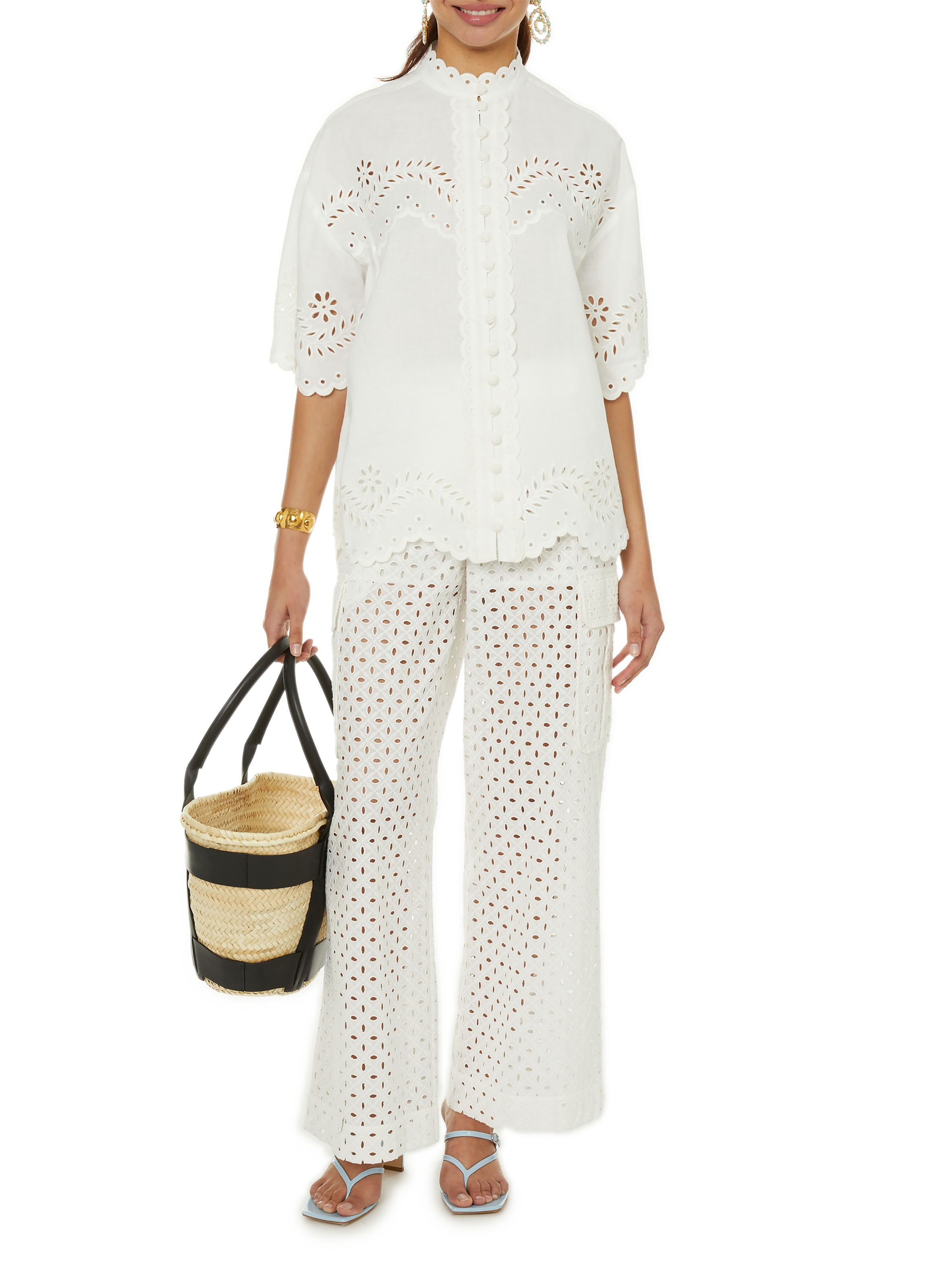 Pantalon Matchmaker ajouré ZIMMERMANN Blanc