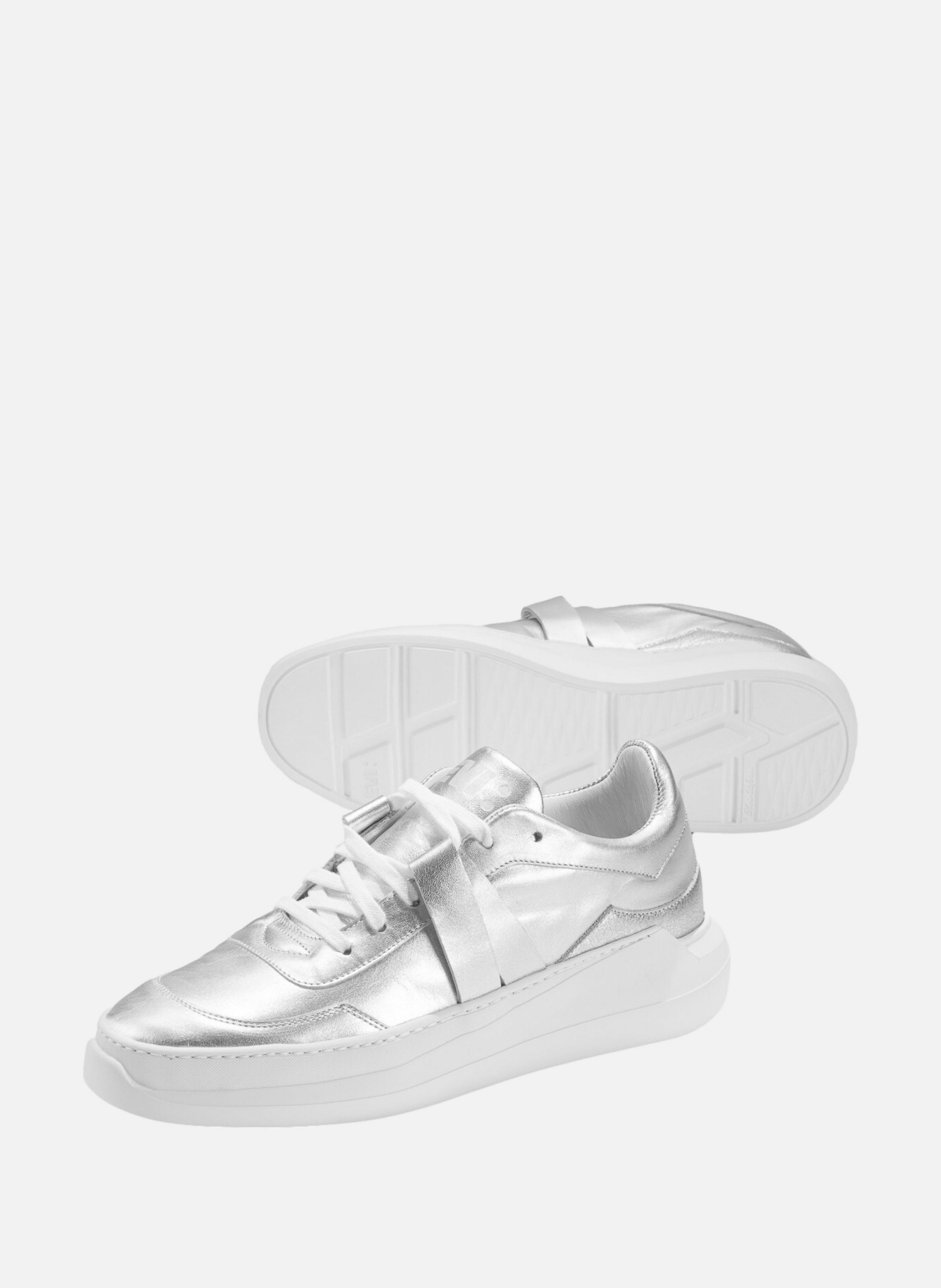 G2 : magnétite - sneakers en cuir métallisé argenté EVI Argent