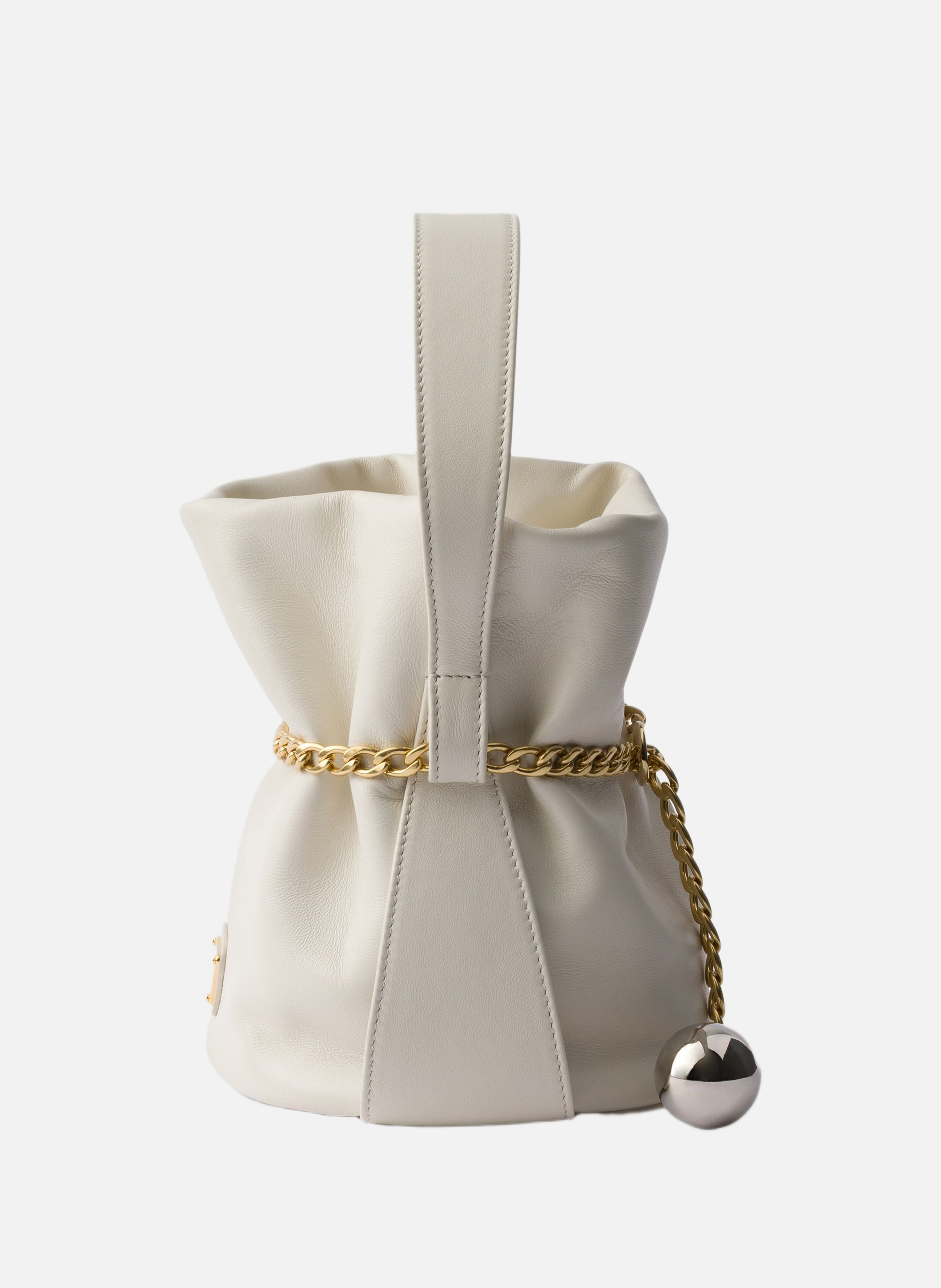 Petit sac seau en cuir nappa PRADA Blanc