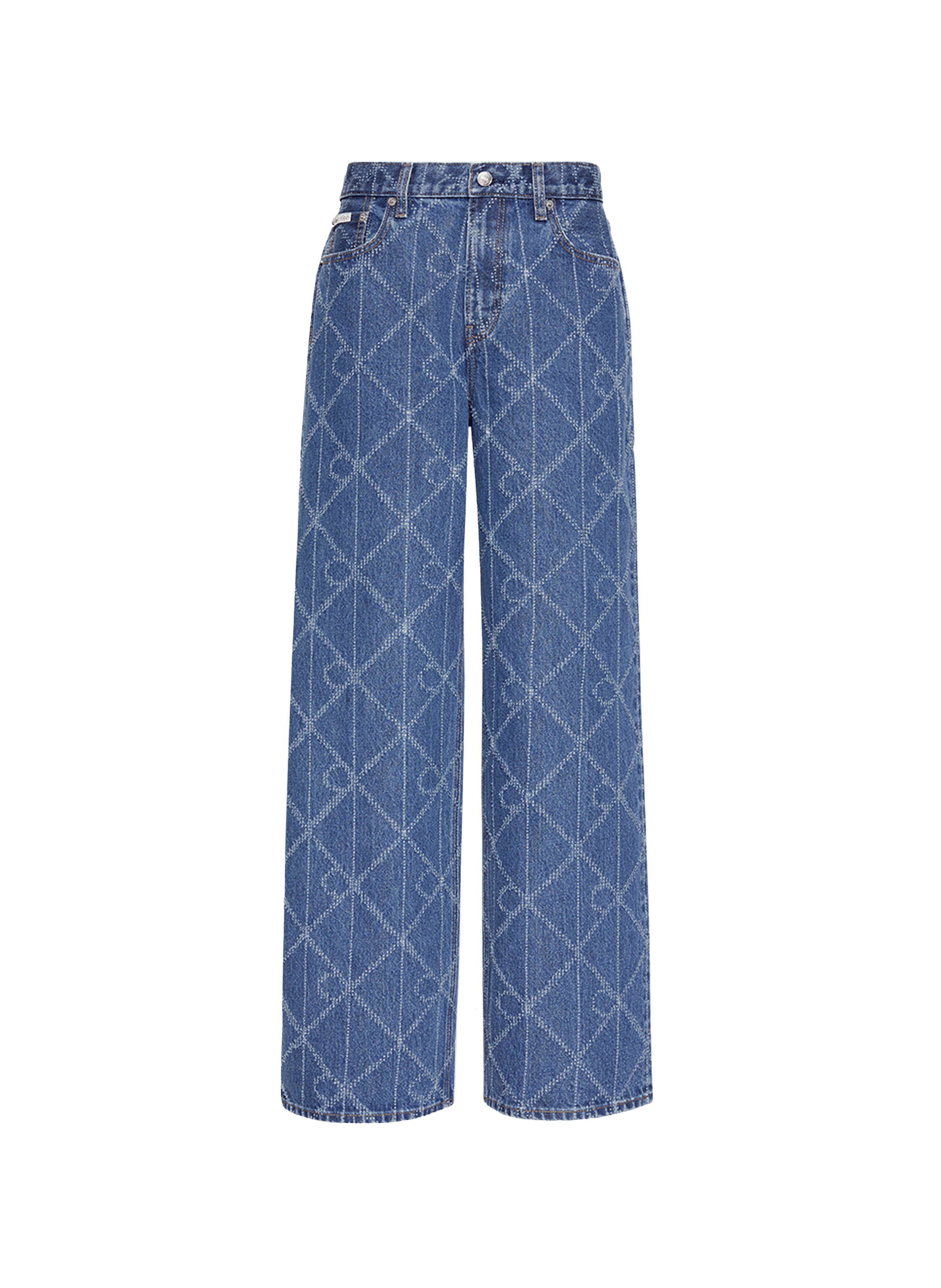 CALVIN KLEIN Jean droit imprimé en coton  Bleu