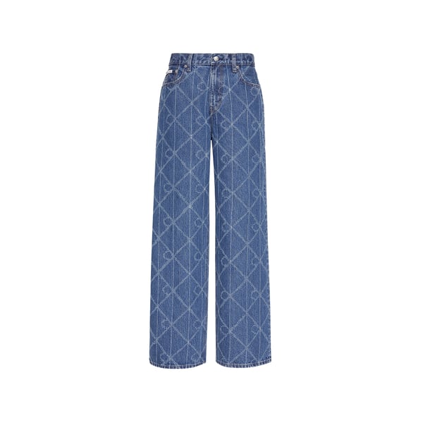 Calvin Klein Jean Droit Imprimé En Coton In Blue