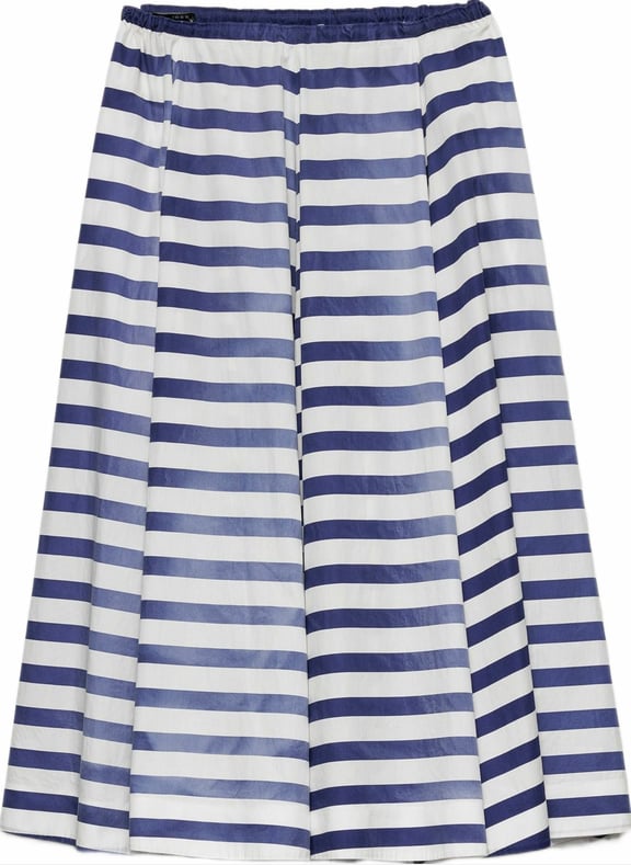 Jupe évasée en popeline vieillie à rayures Bleu by PRADA PRADA Jupe évasée en popeline vieillie à rayures Bleu
