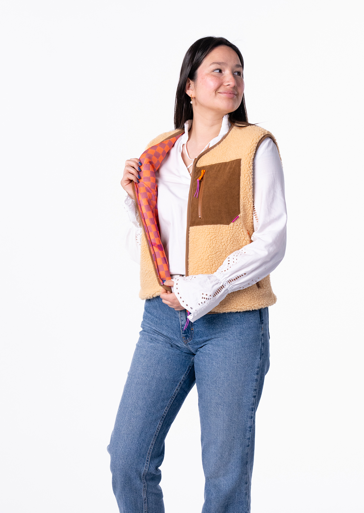 Veste sherpa zippée sans manches BILLYBELT Beige