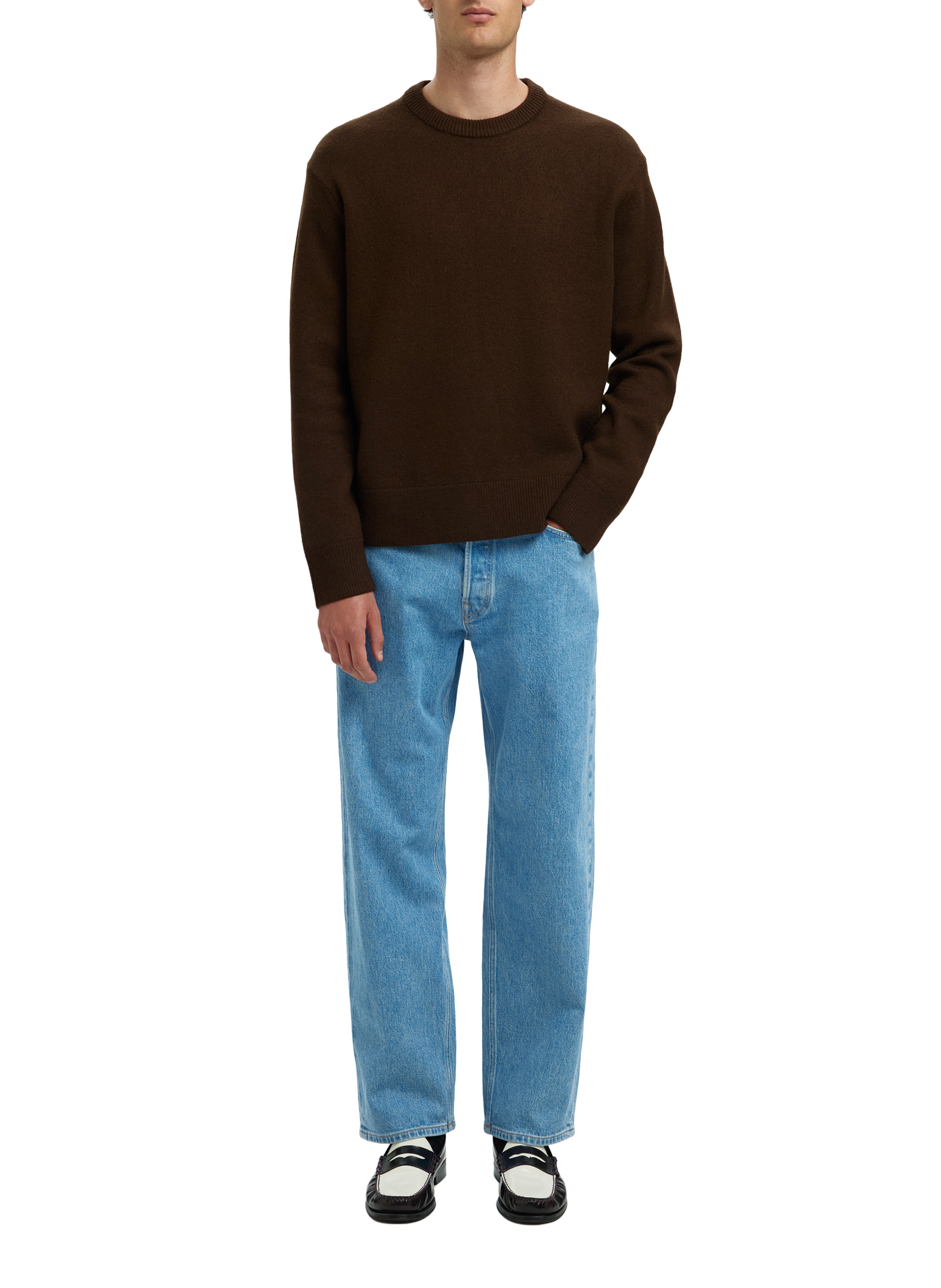 Straight wool jumper SELECTED Brown
