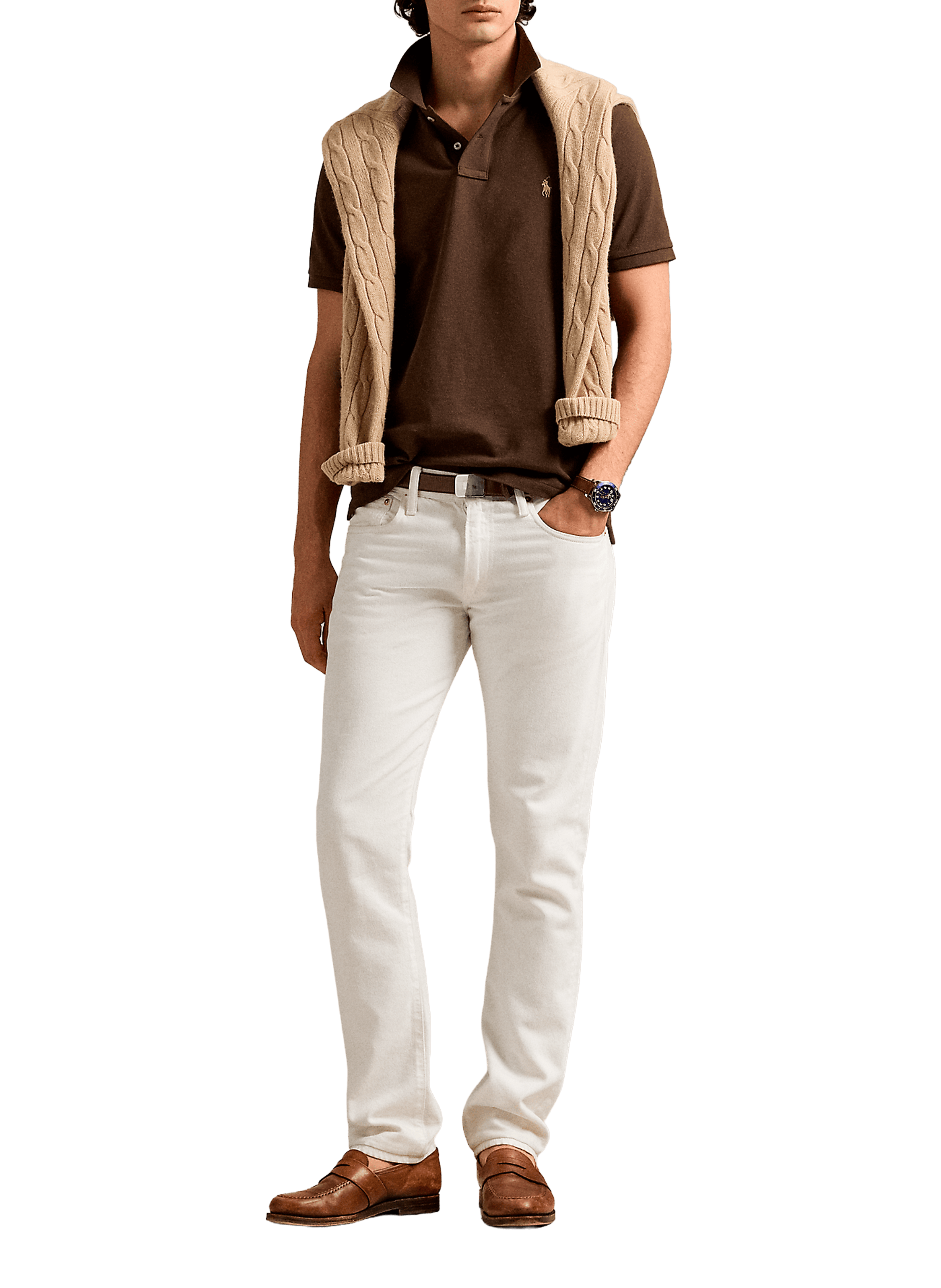 Organic cotton piqué polo shirt POLO RALPH LAUREN Beige