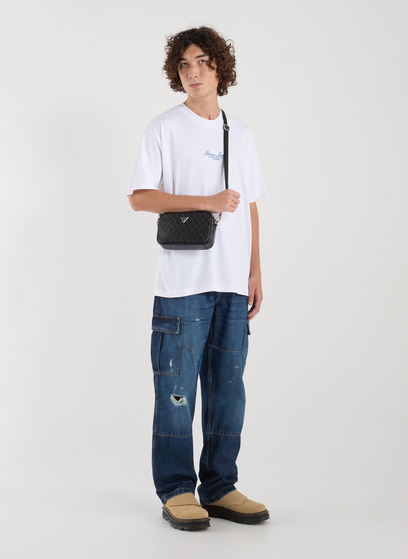 Textured shoulder bag GUESS Black