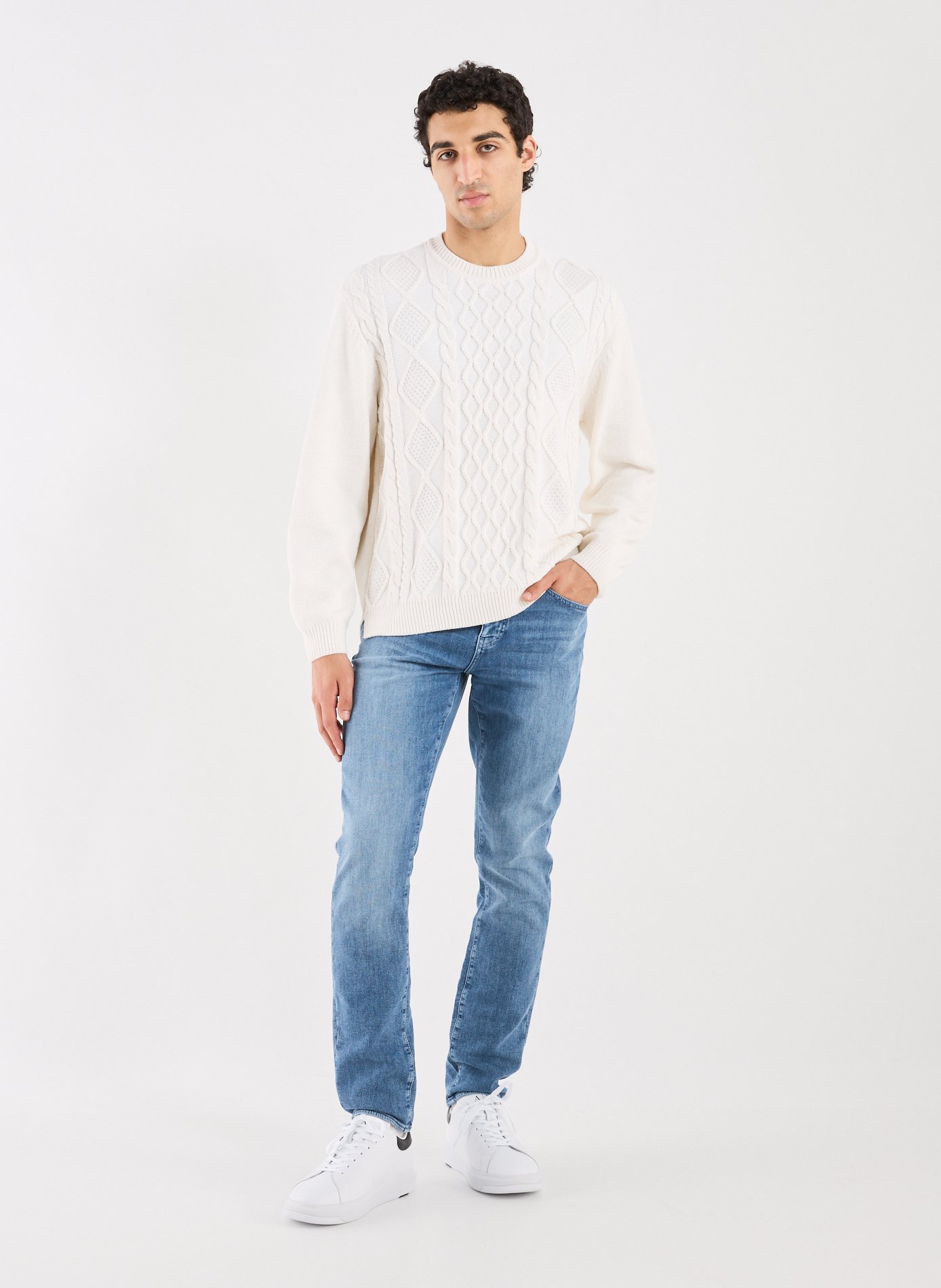 Oversized round neck sweater ARMANI EXCHANGE White