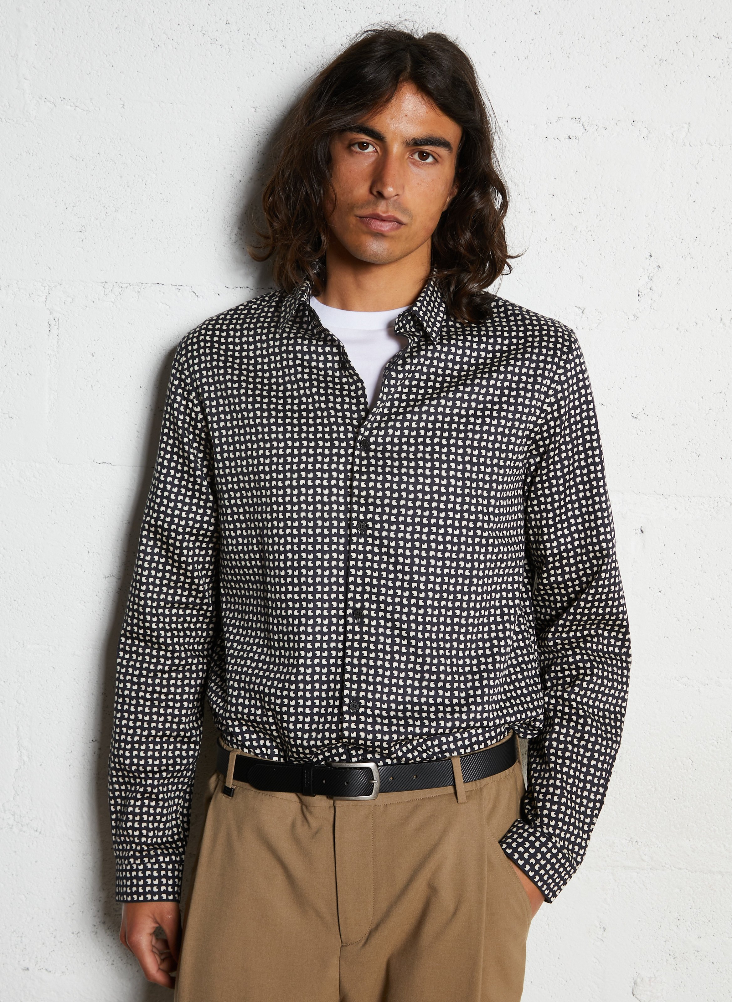 Chemise droite boutonnée à motifs IKKS Bleu