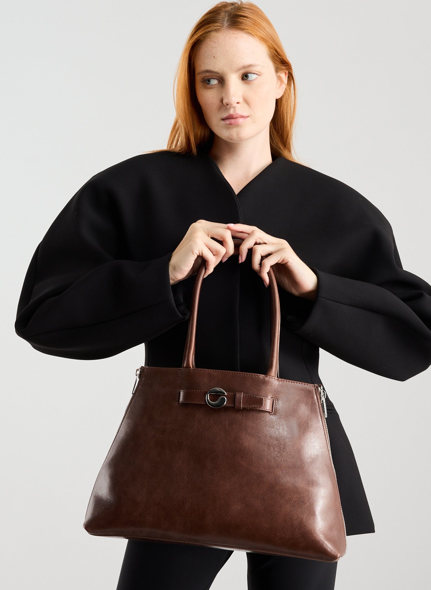 Leather baguette bag COPERNI Brown