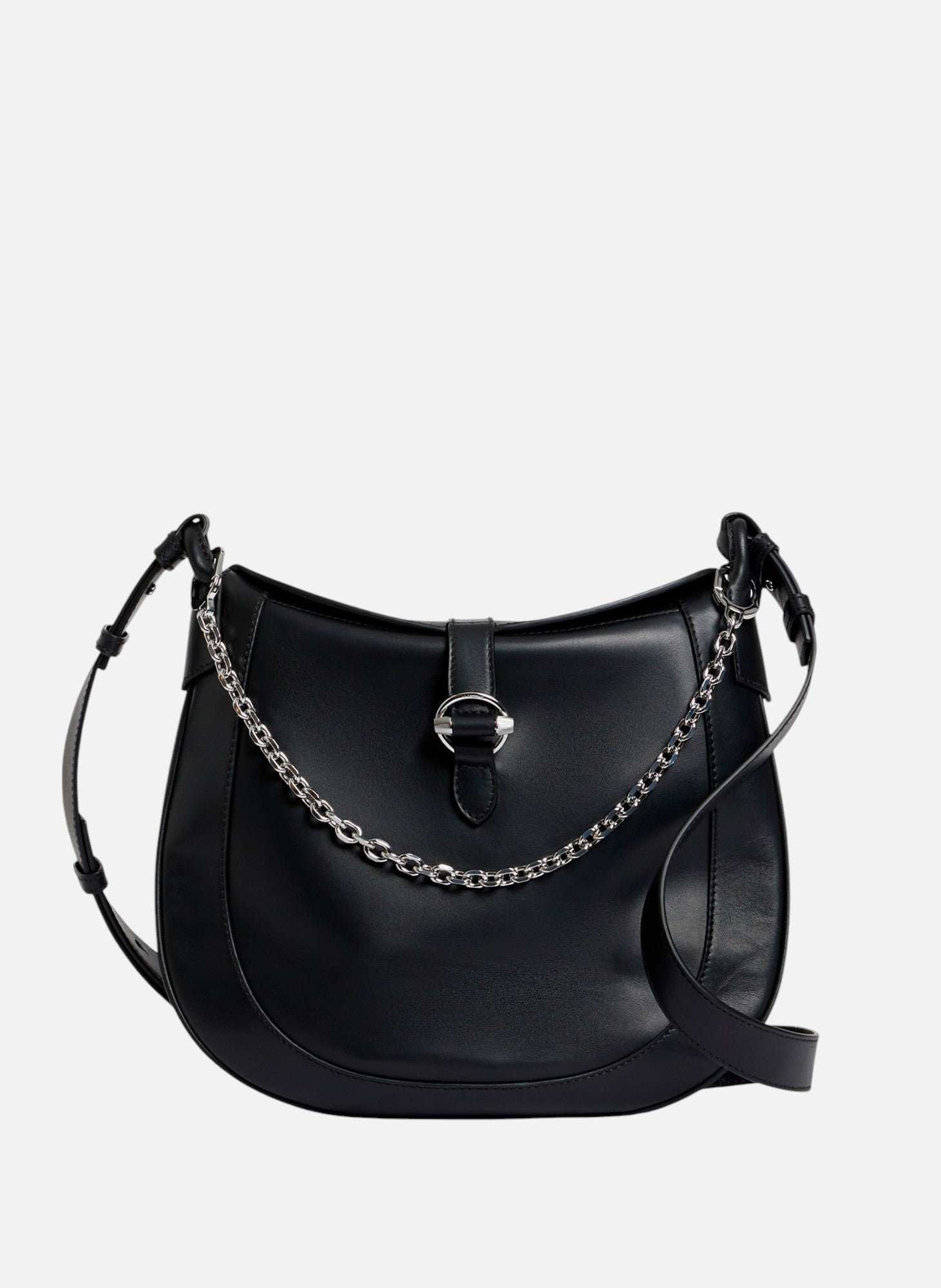 Grand sac bandoulière pia en cuir lisse NoirLE TANNEUR