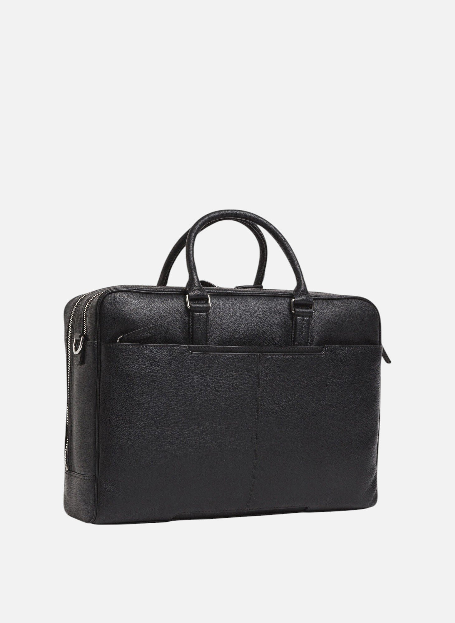 Porte documents 17" charles en cuir grainé 2 poches zippées LE TANNEUR Noir