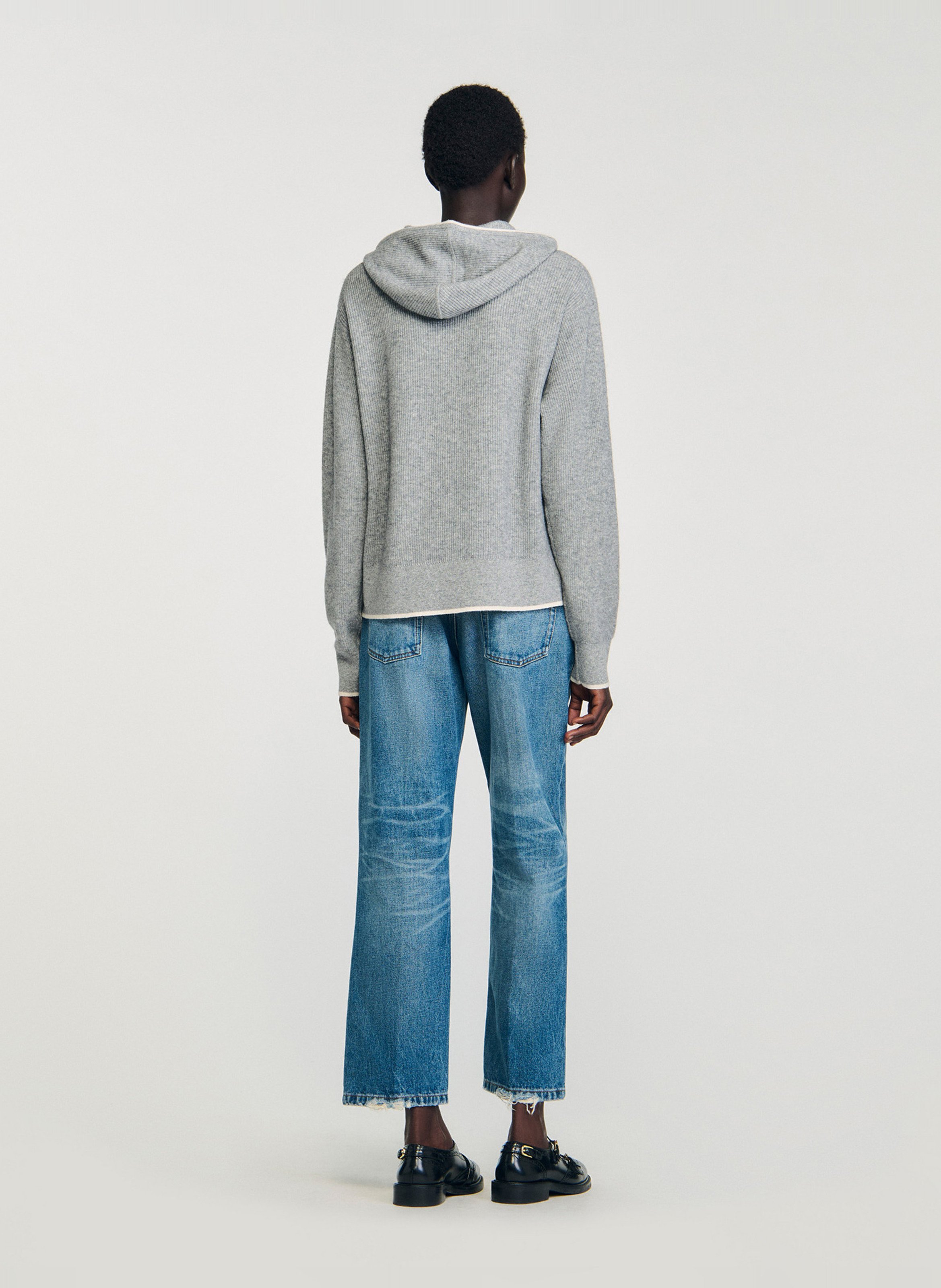 Sweat zippé à capuche SANDRO Gris