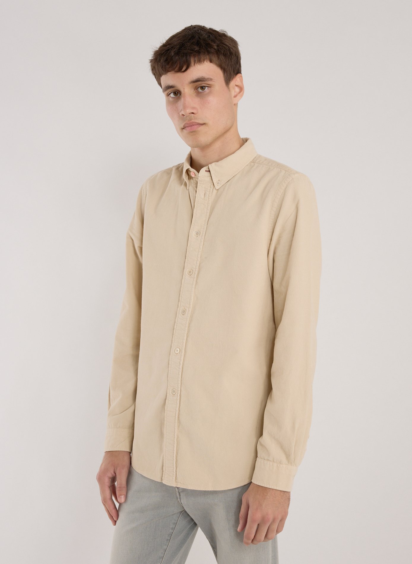 PAUL SMITH Straight shirt with American collar in cotton Brown