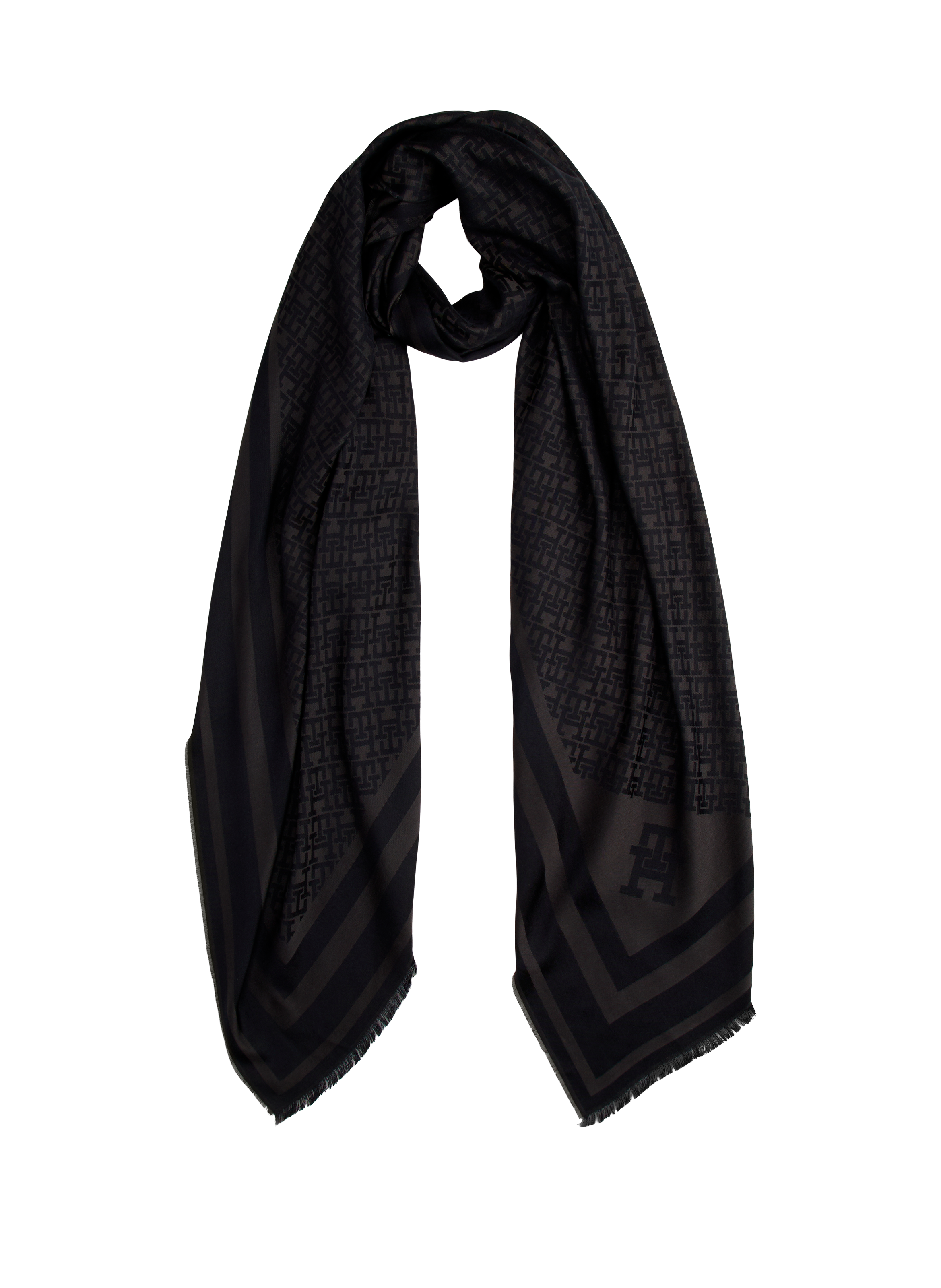 Foulard finition frangée TOMMY HILFIGER Noir