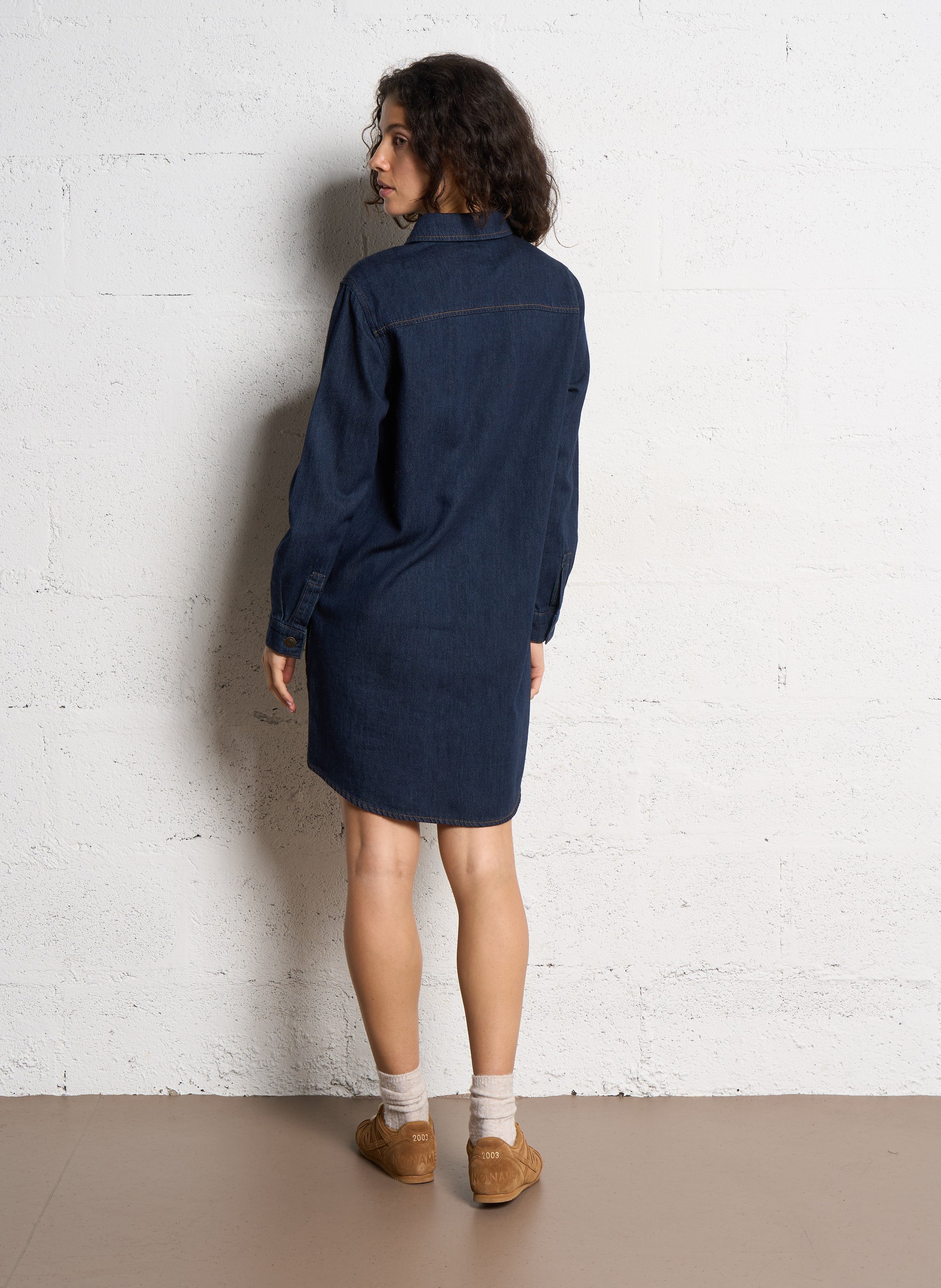 Robe chemise courte boutonnée en jean mercy MAISON 123 Bleu