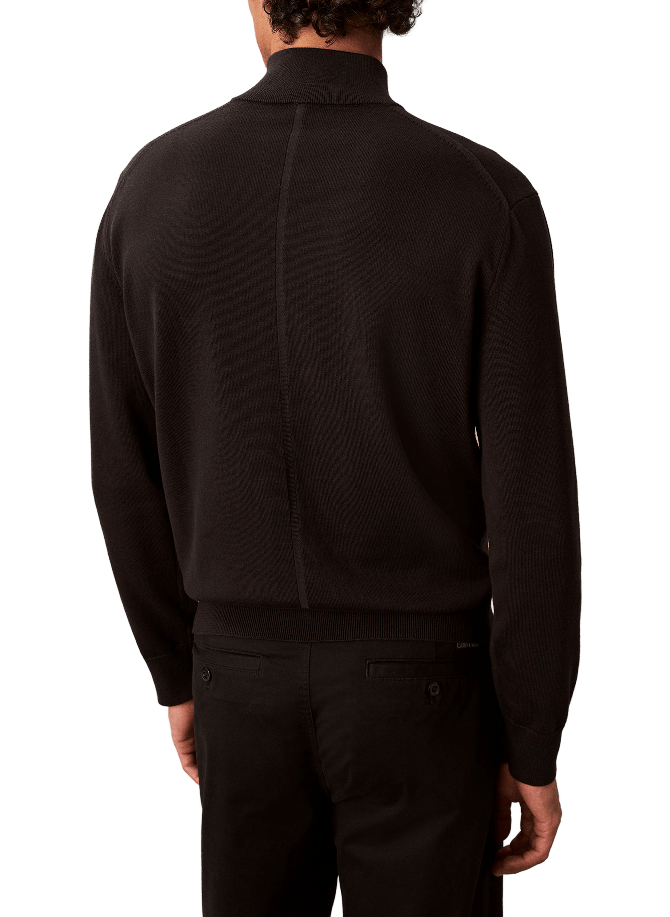 Pull col montant zippé en coton Noir