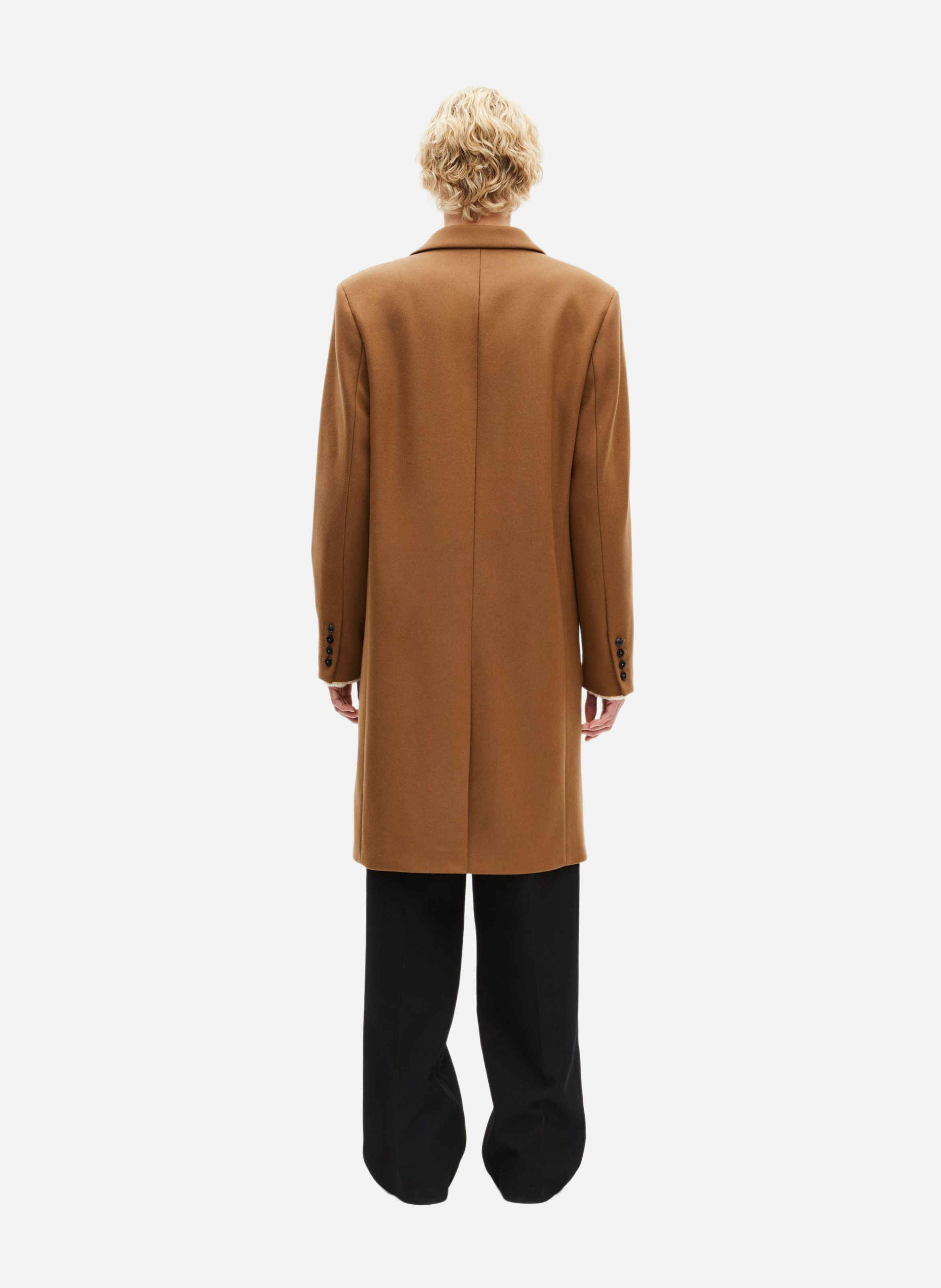 Manteau col revers cuir THE KOOPLES Marron