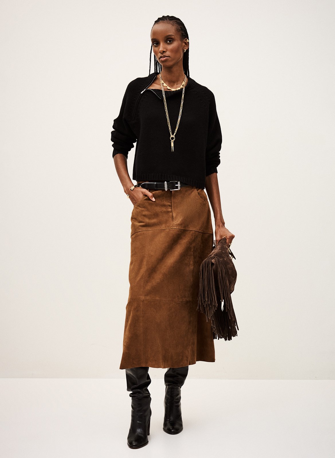 Pull court col rond en cachemire corvy BA&SH Noir