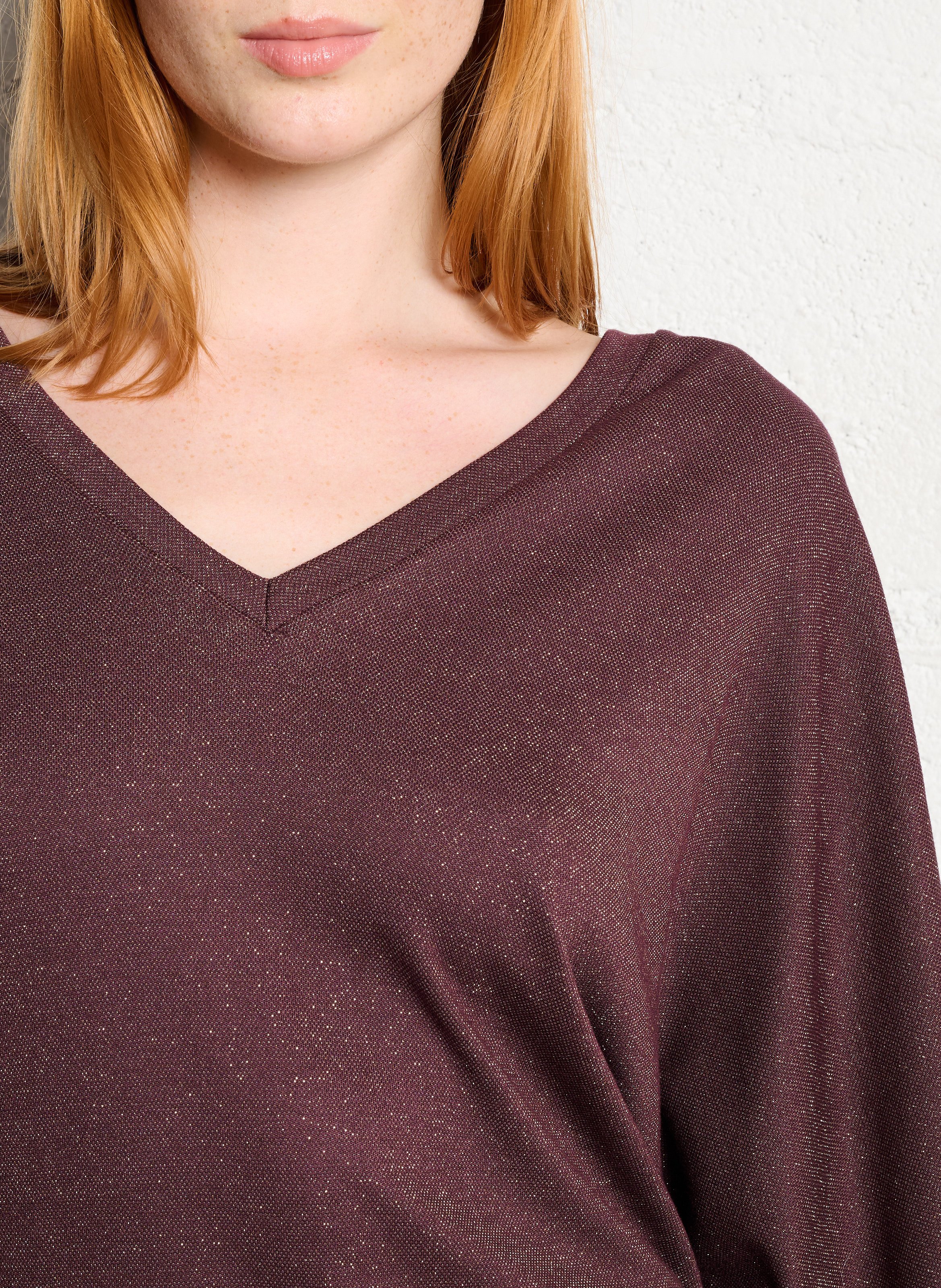 Pull col v à paillettes IKKS Violet