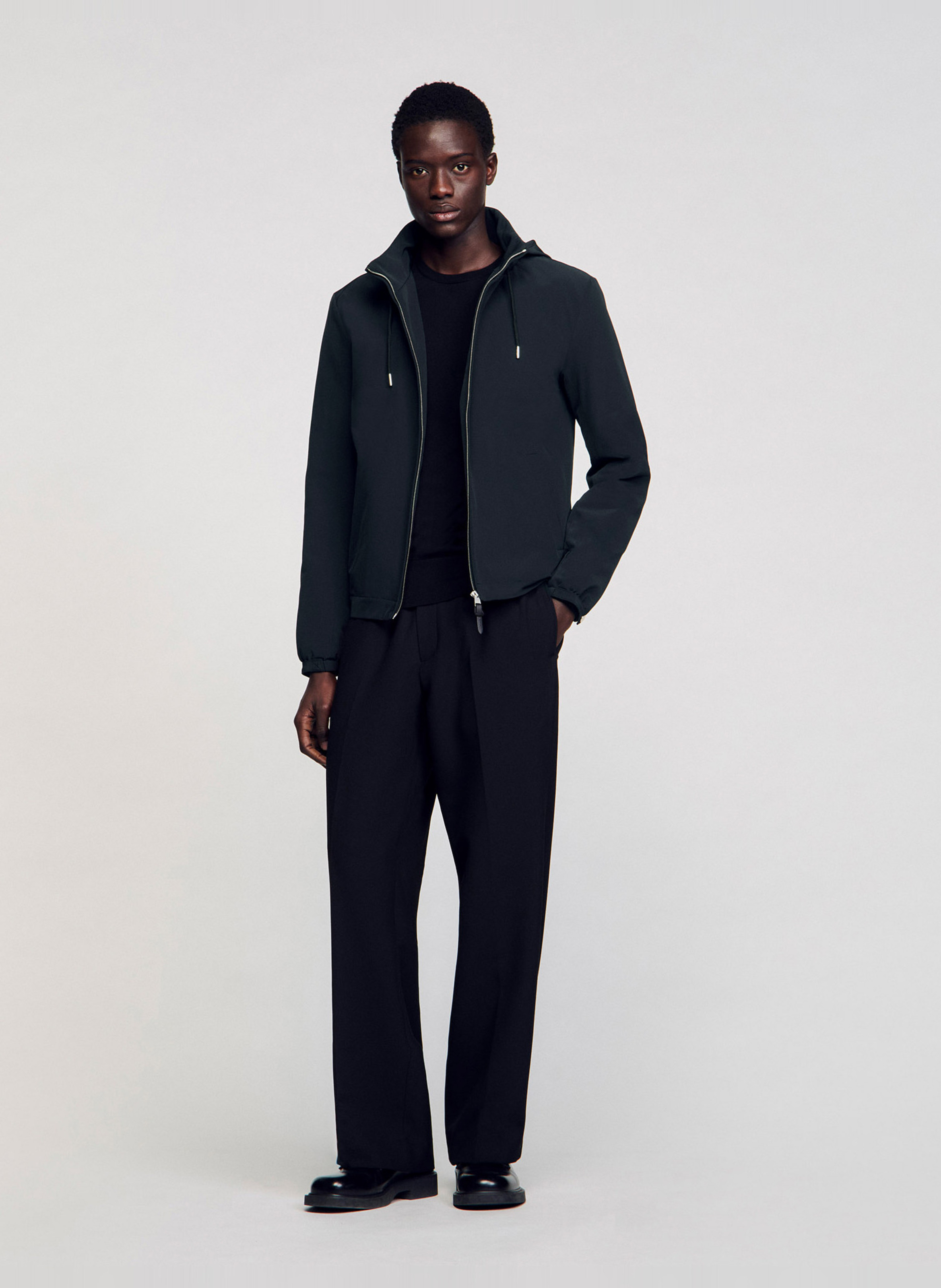 Blouson zippé à capuche SANDRO Bleu