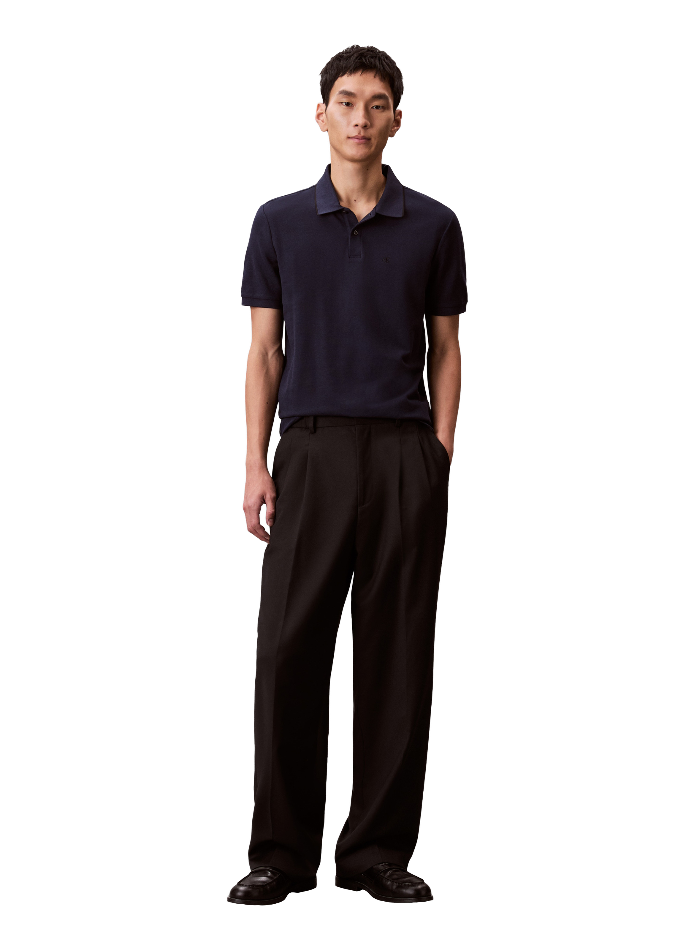 Short-sleeved cotton polo shirt CALVIN KLEIN Blue