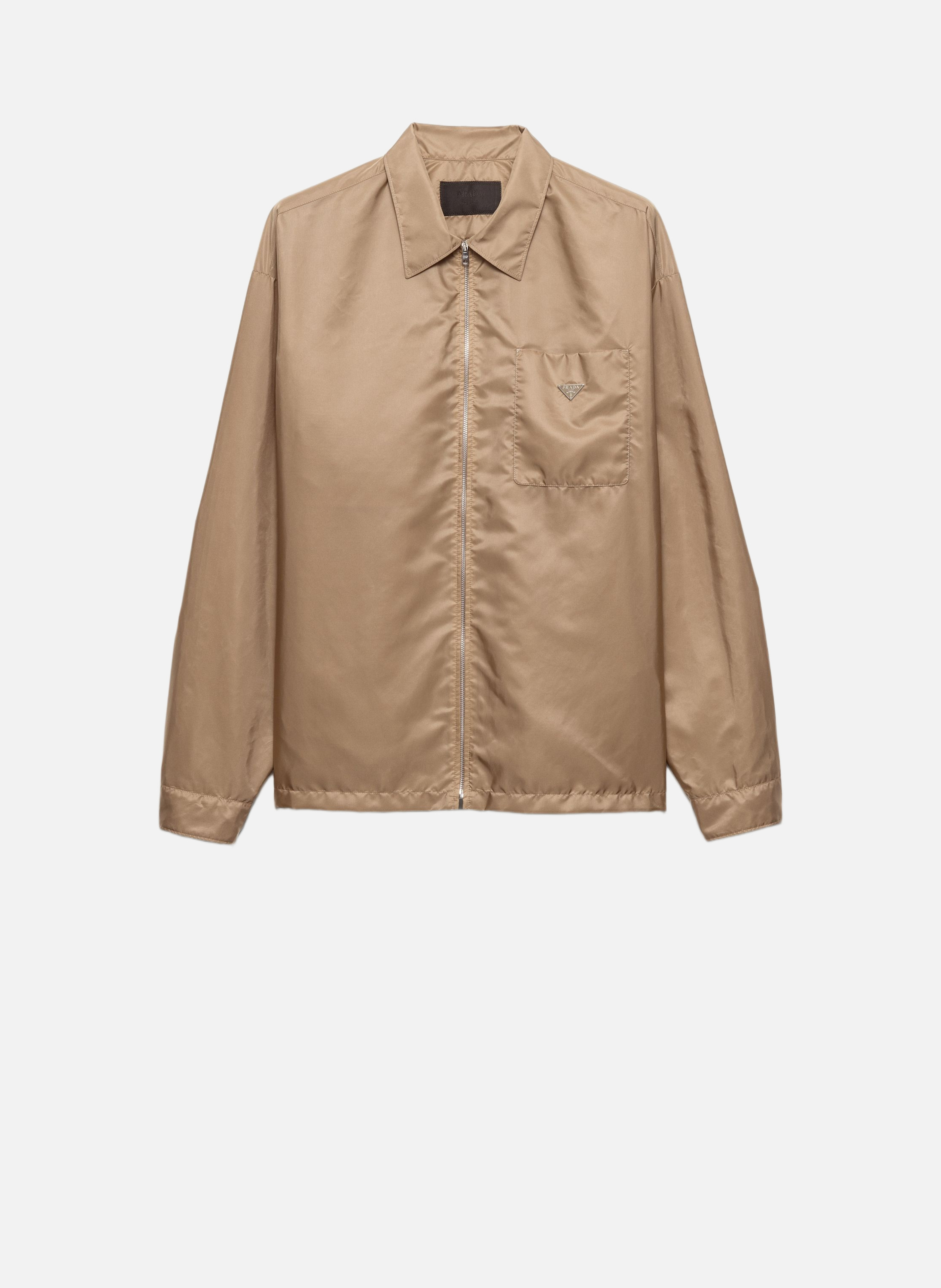 Chemise à fermeture éclair en re-nylon PRADA Beige