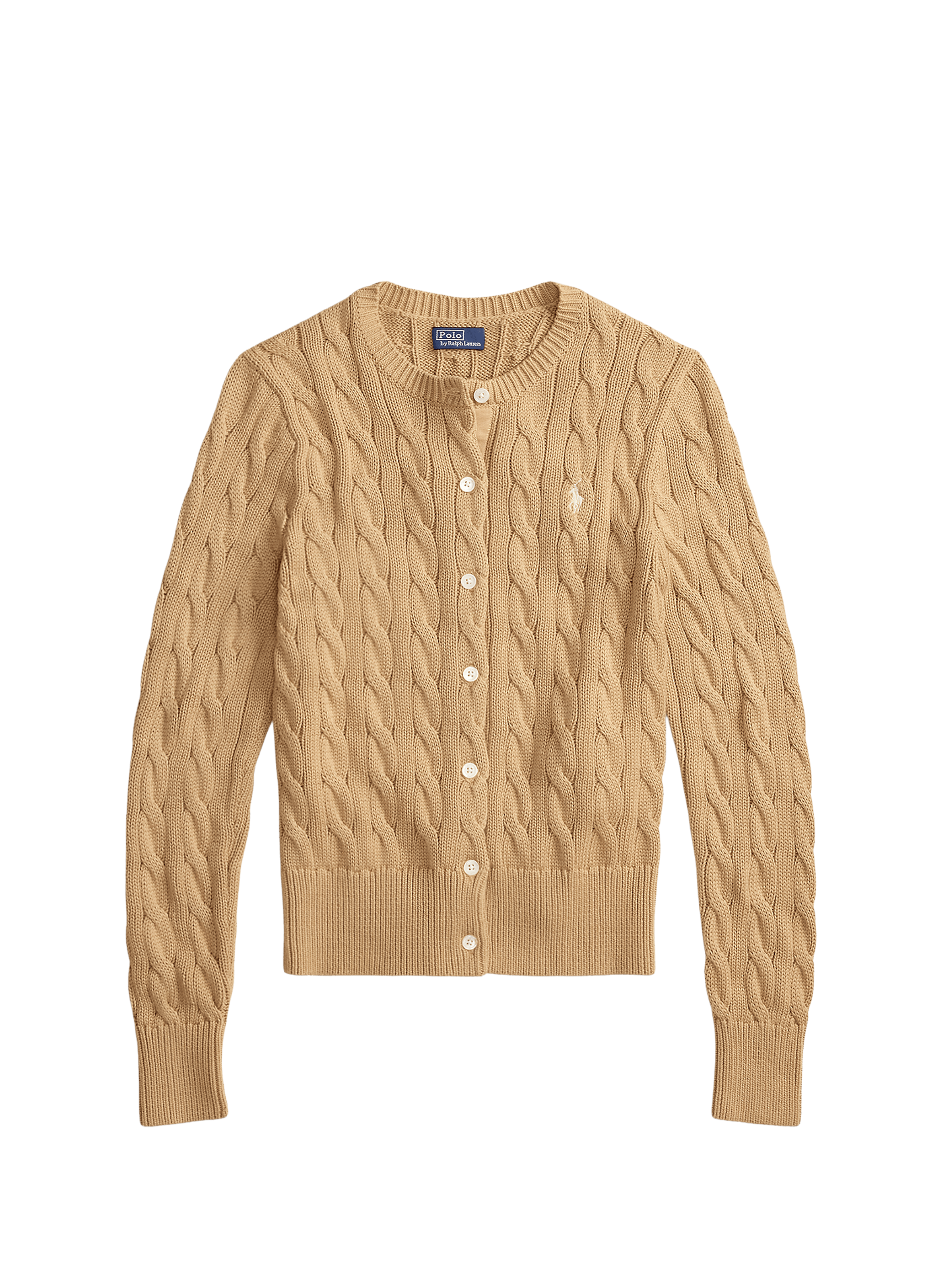 Cardigan cintré torsadé en coton POLO RALPH LAUREN Beige