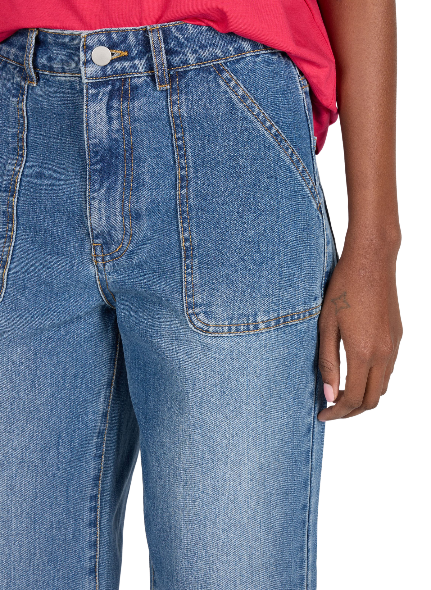 High-waisted cotton Vibinja jeans VILA Blue