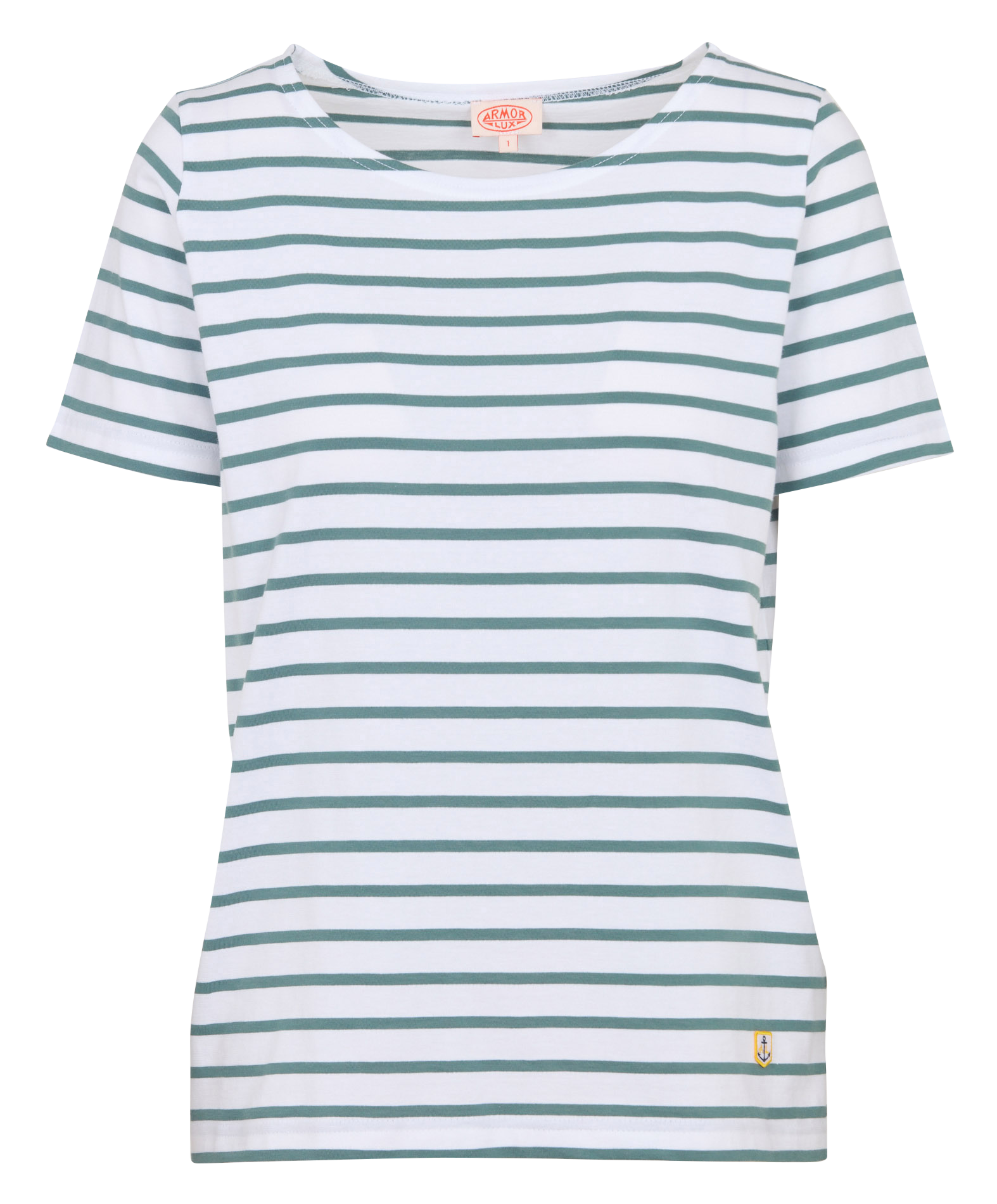 Tee-shirt col rond à rayures en coton ARMOR-LUX Blanc