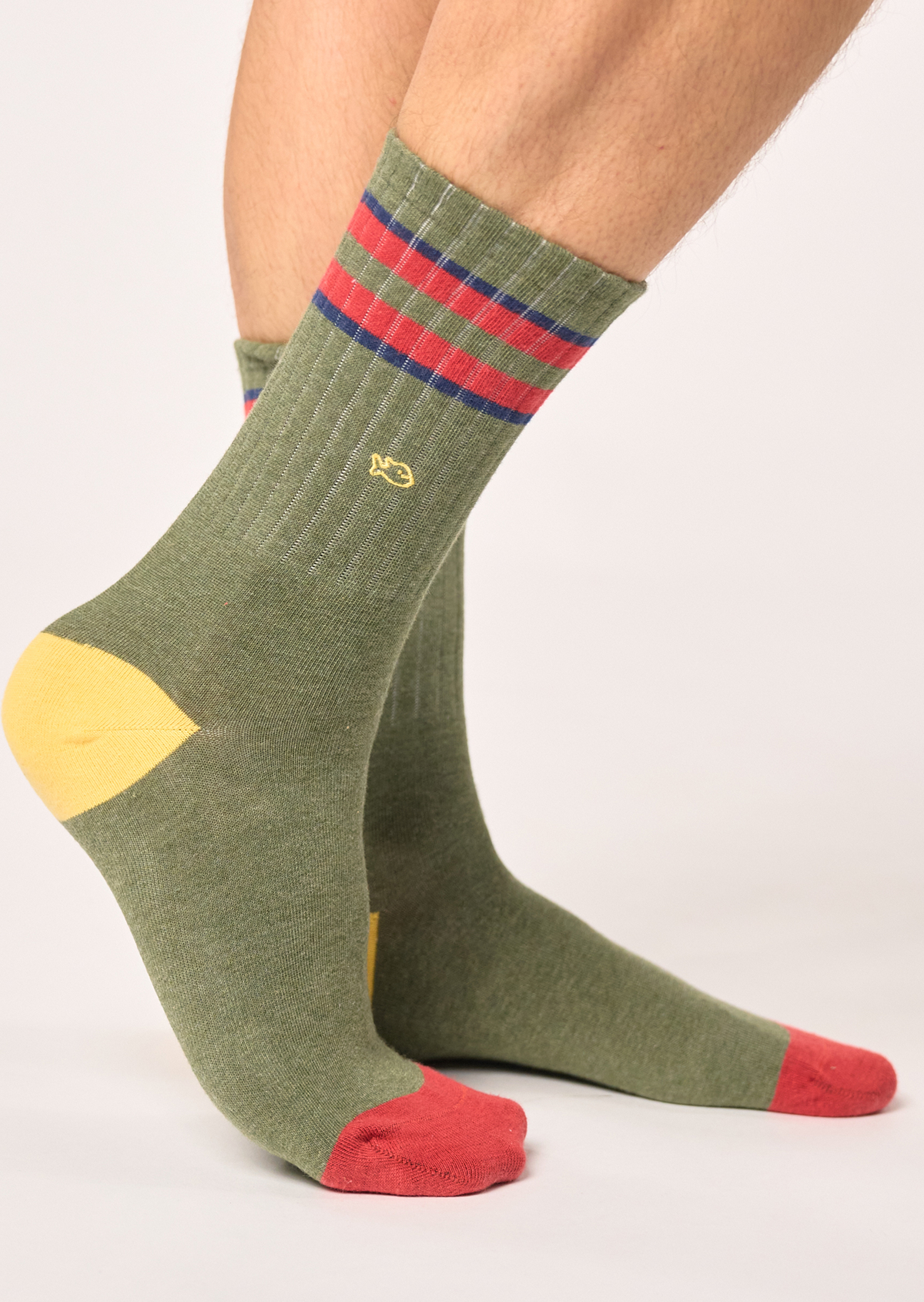 Chaussettes en coton peigné retro BILLYBELT Kaki