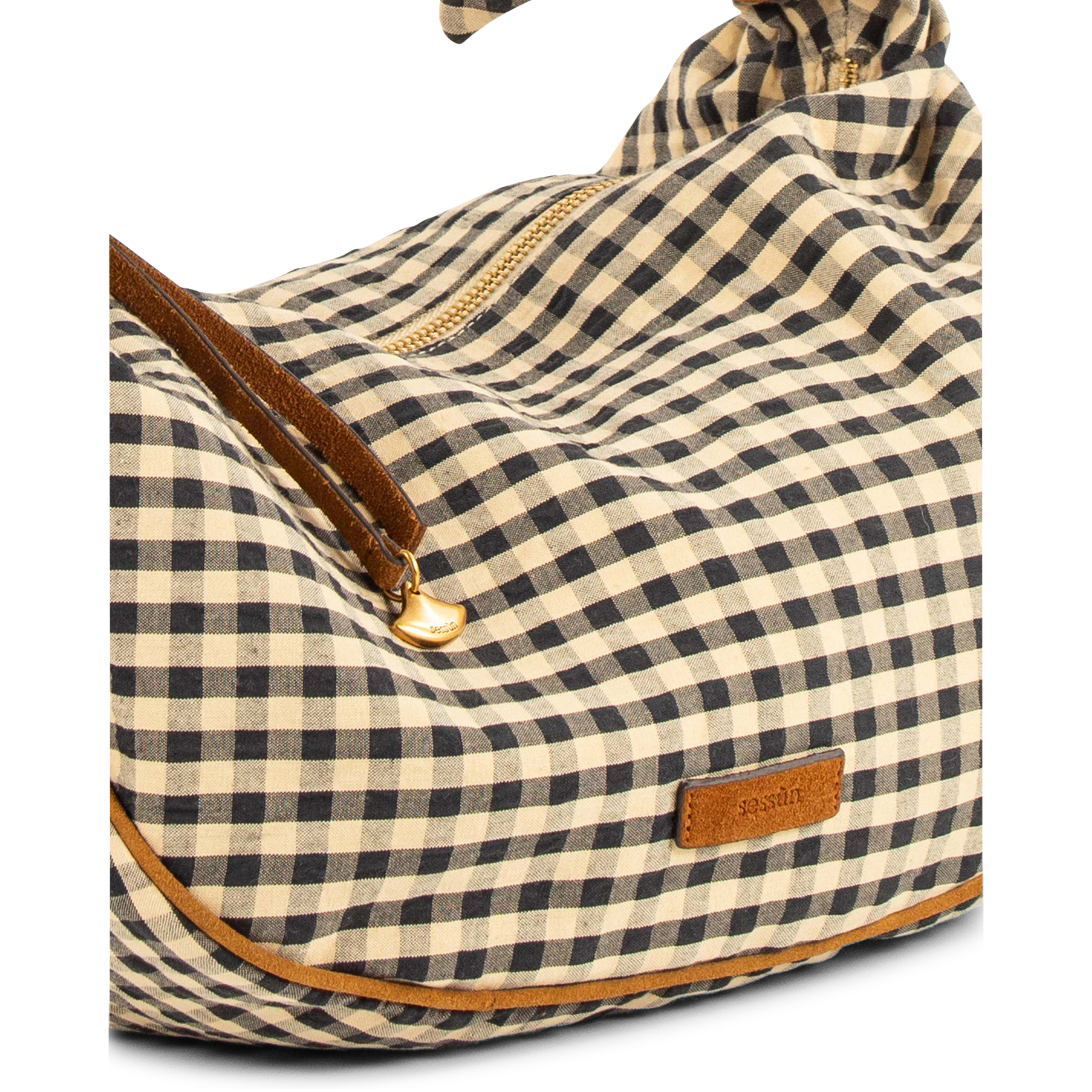 Sac porté épaule en coton et cuir minilango SESSUN Beige