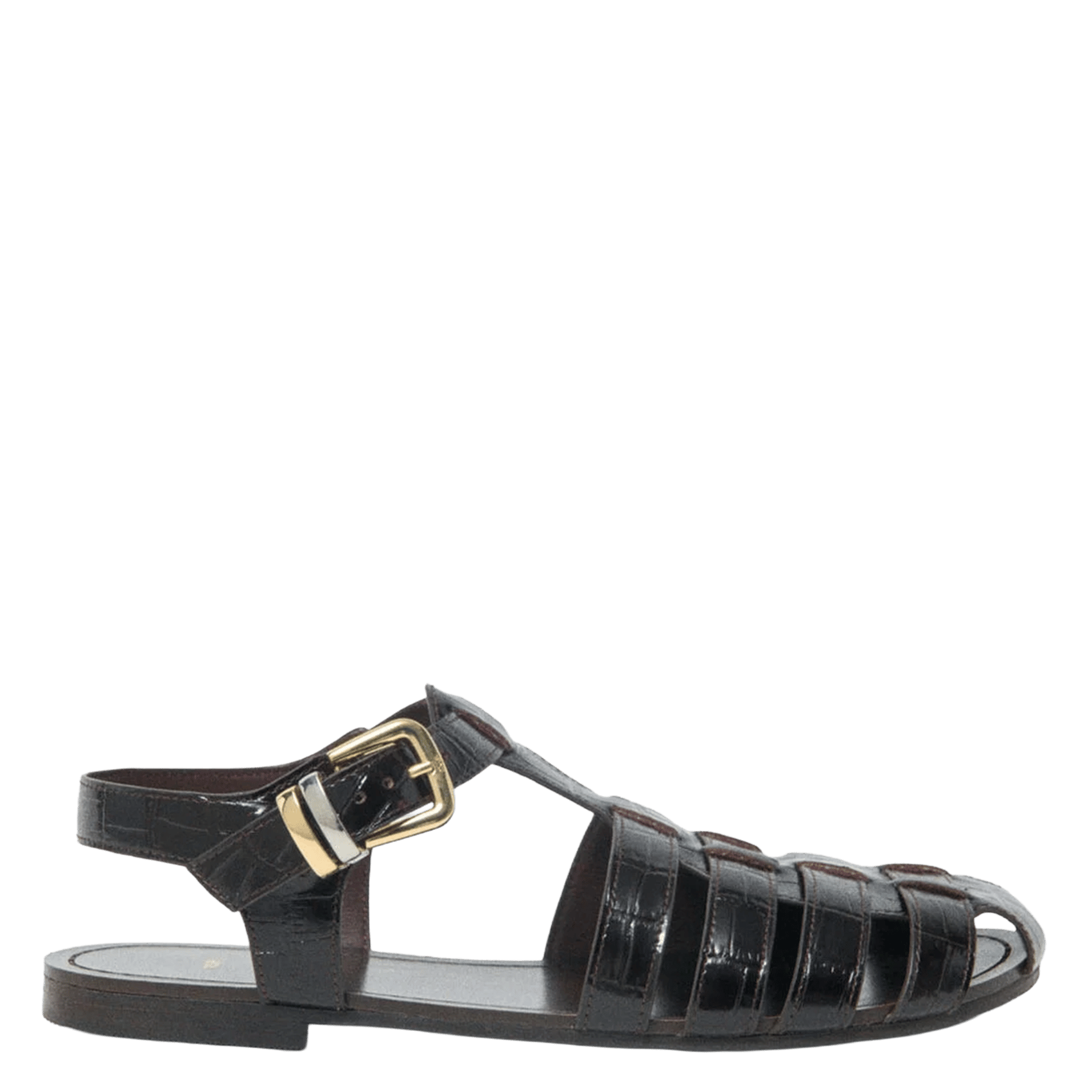 Sandales plates en cuir MAJE Marron