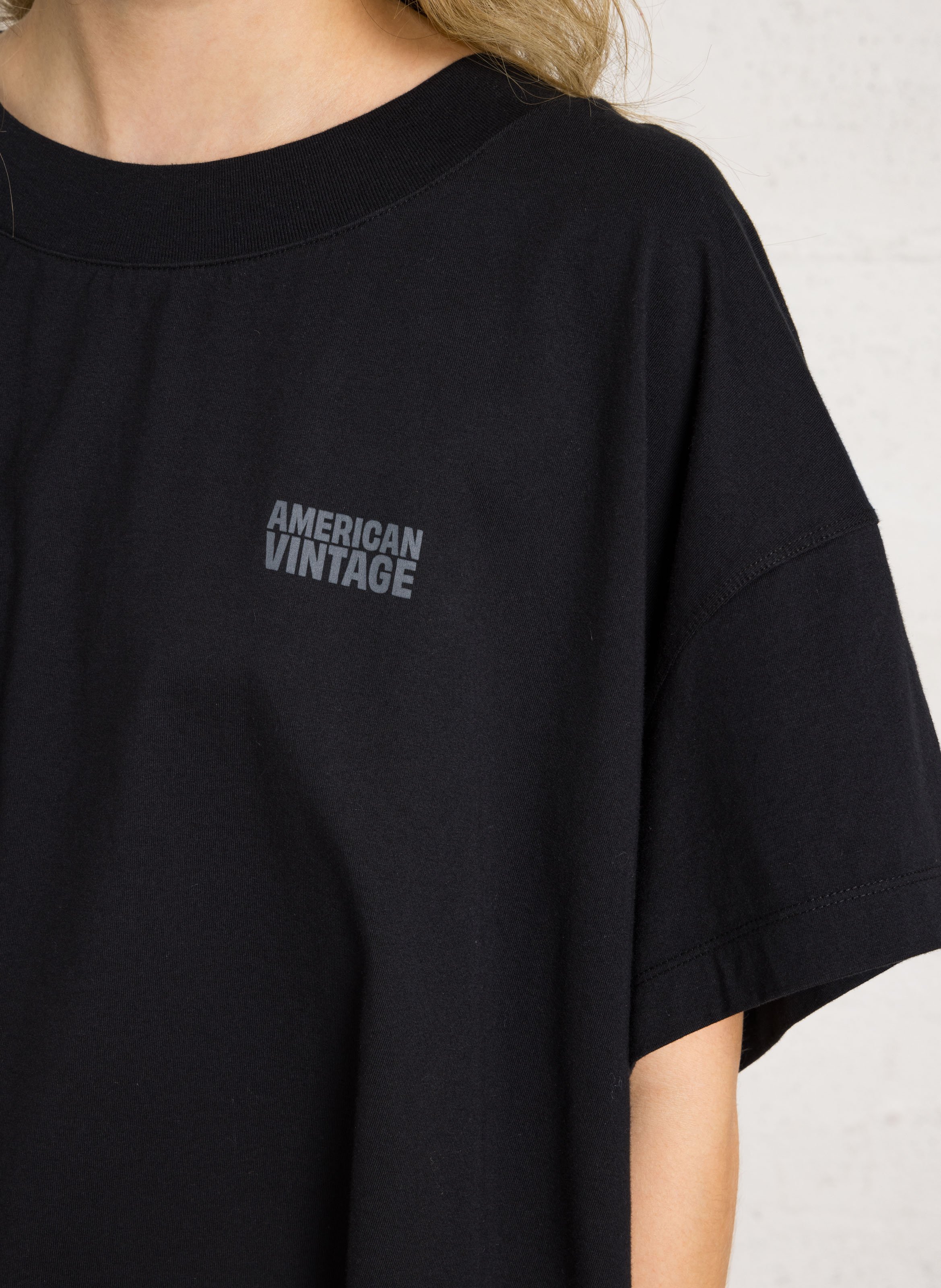 Tee-shirt oversize col rond en coton gixy AMERICAN VINTAGE Noir