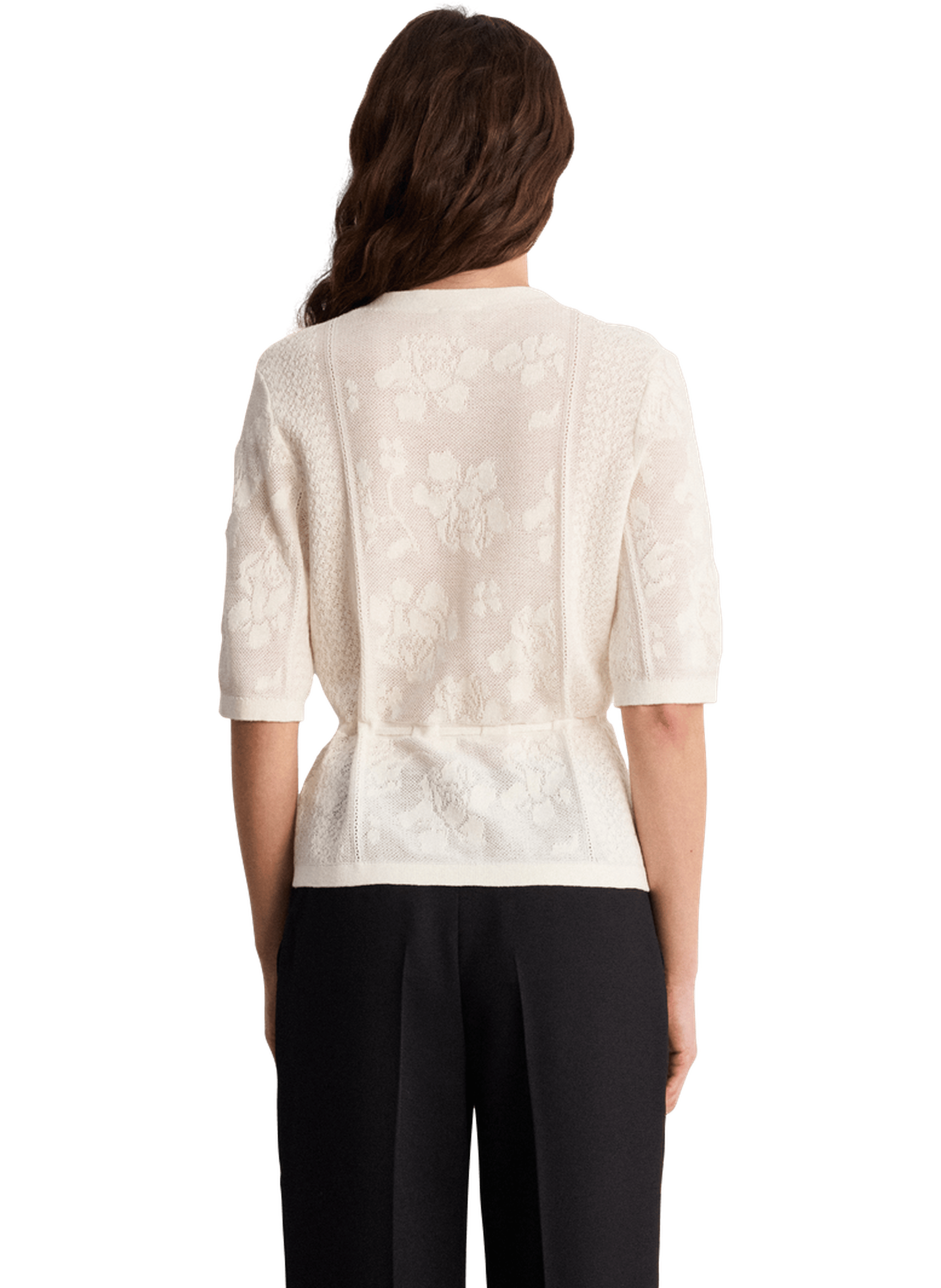 Cardigan en maille jacquard à lacet - line PABLO Beige