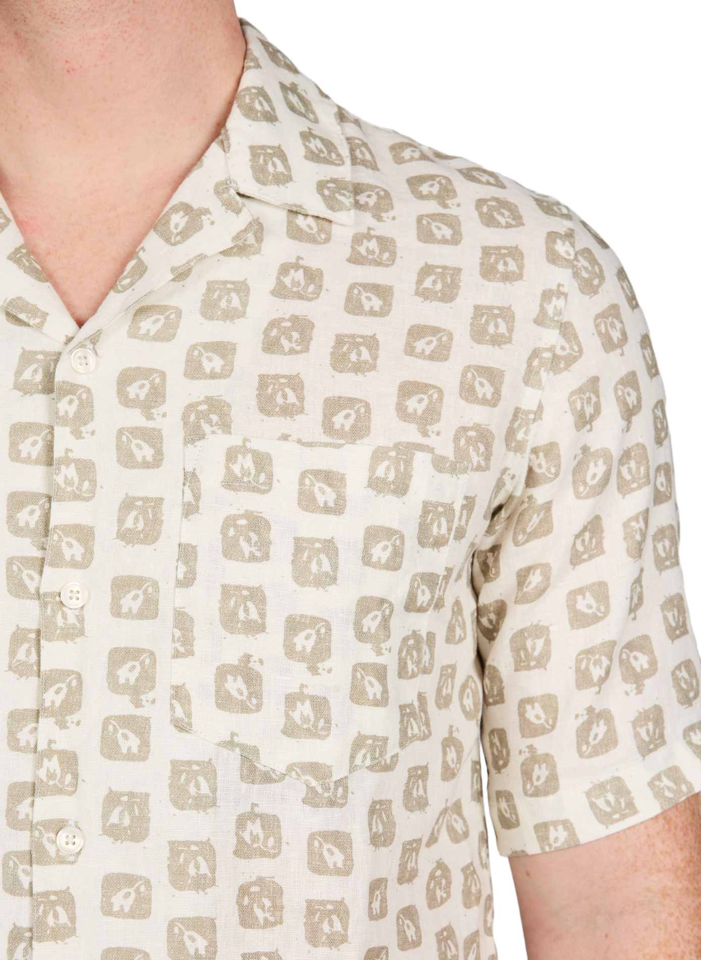 Short-sleeved printed linen shirt SAMSOE SAMSOE Multicolour