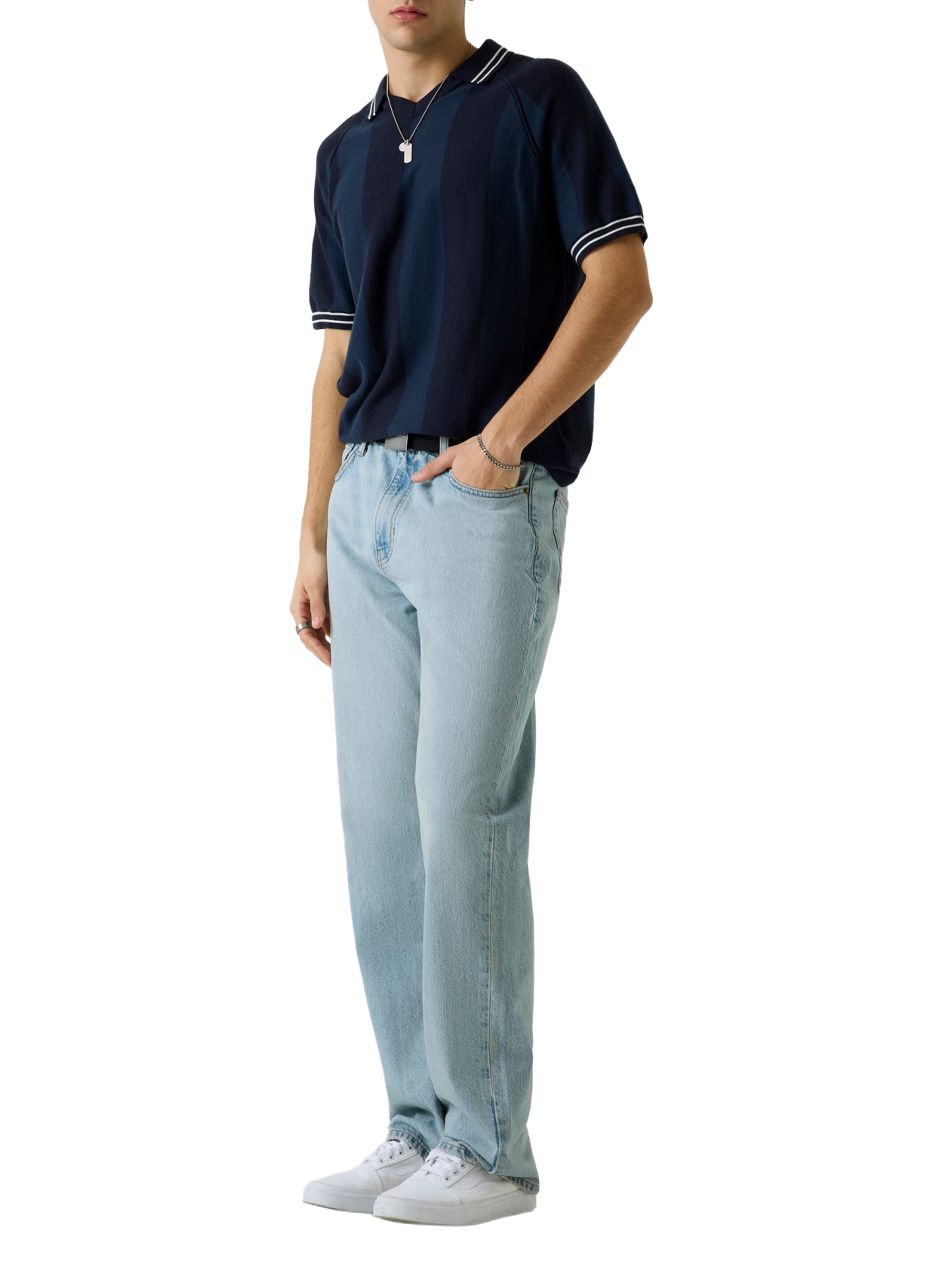 Striped short-sleeved polo in blended cotton GUESS Blue